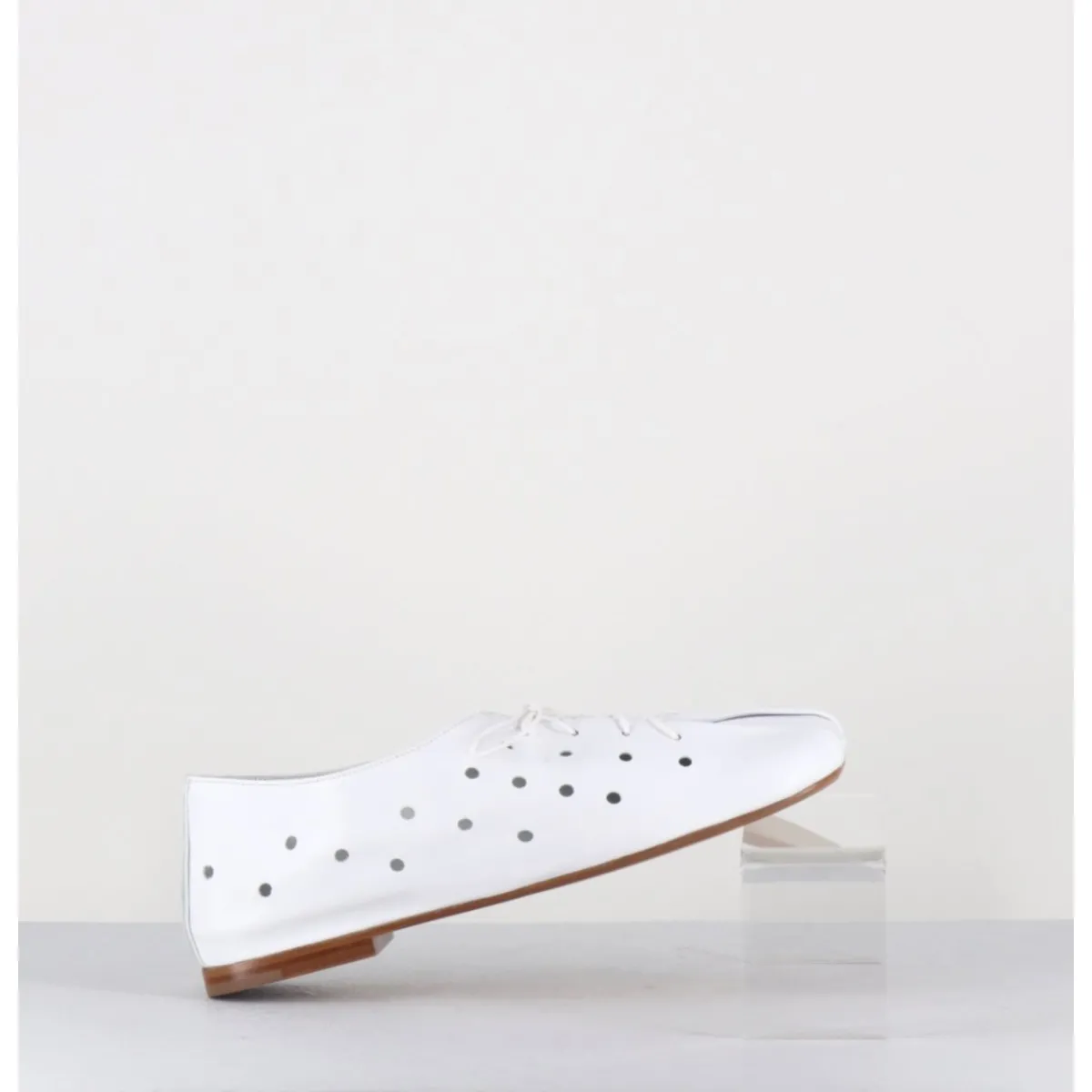 Chaussures | Ballerines^ANTONIO BARBATO Chaussures minimalistes à lacets en cuir perforé - AB4651 NAPPATO BIANCO BLANC