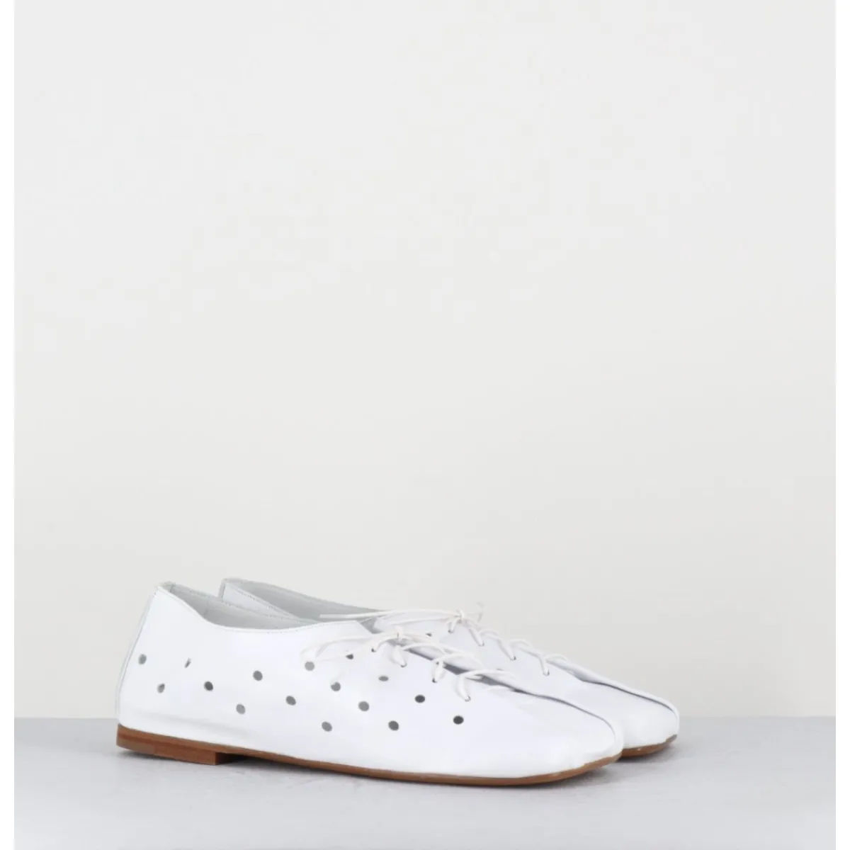 Chaussures | Ballerines^ANTONIO BARBATO Chaussures minimalistes à lacets en cuir perforé - AB4651 NAPPATO BIANCO BLANC