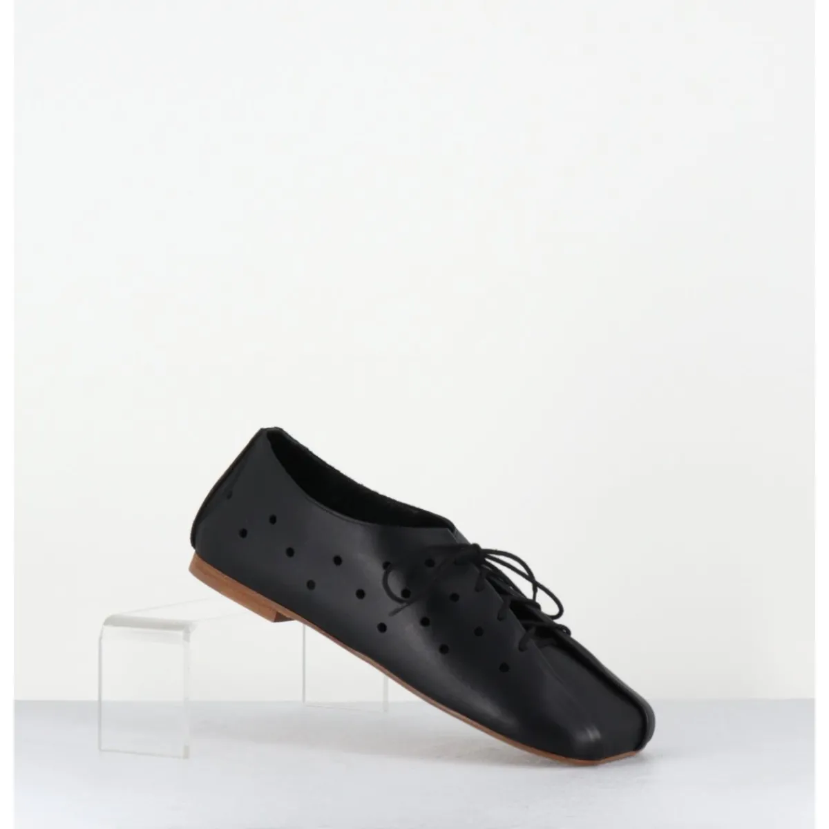 Chaussures | Ballerines^ANTONIO BARBATO Chaussures minimalistes à lacets en cuir perforé - AB4651 NAPPATO NERO NOIR