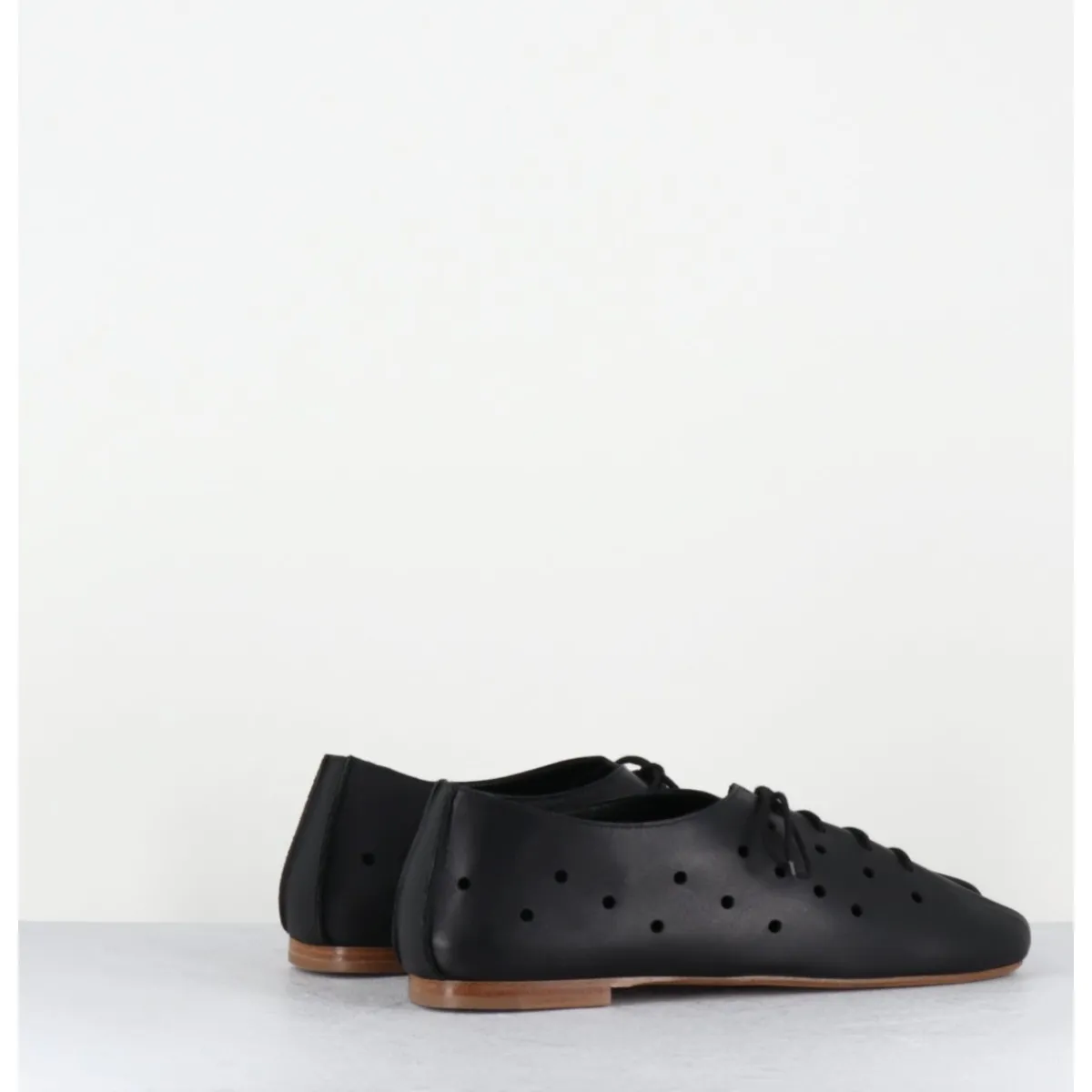 Chaussures | Ballerines^ANTONIO BARBATO Chaussures minimalistes à lacets en cuir perforé - AB4651 NAPPATO NERO NOIR