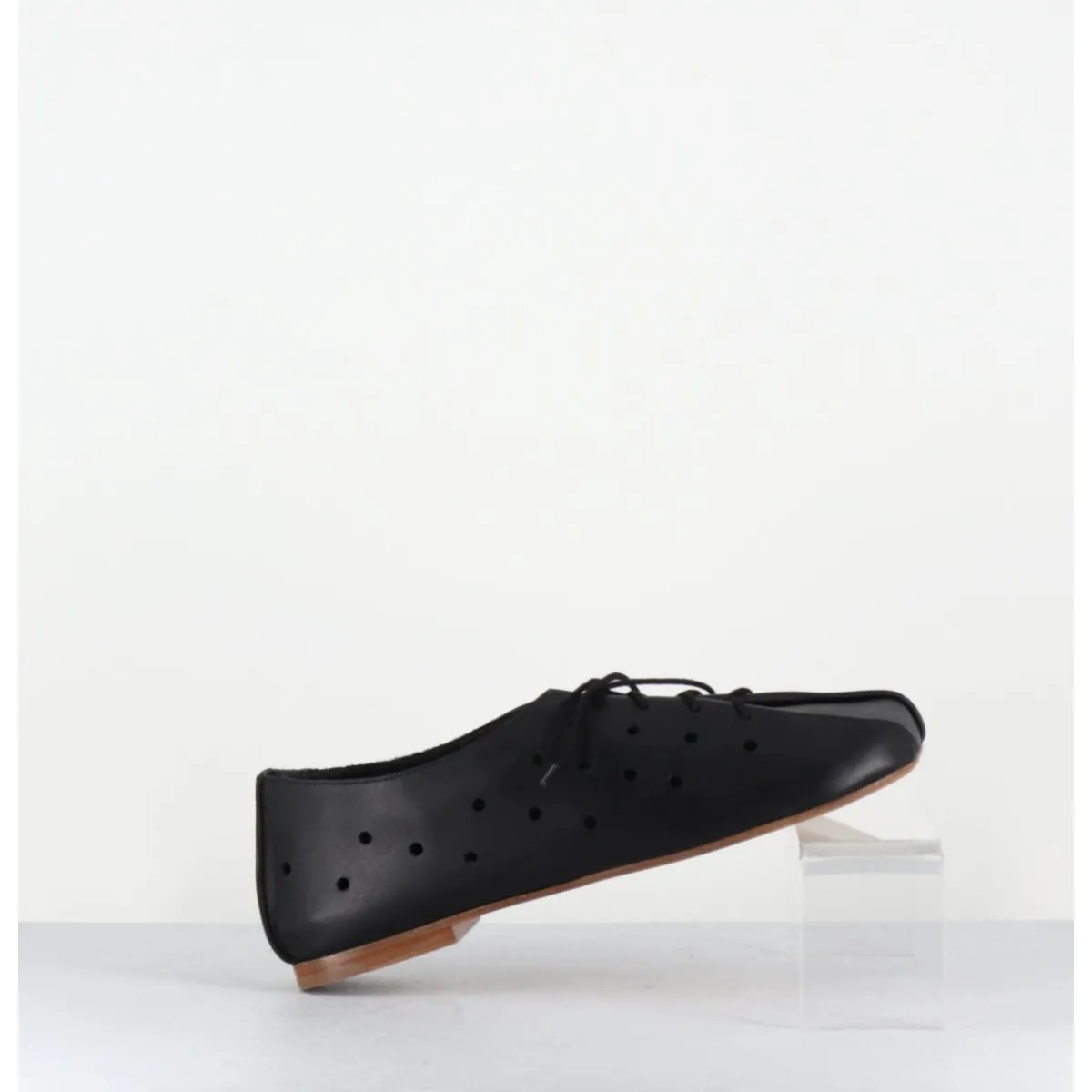 Chaussures | Ballerines^ANTONIO BARBATO Chaussures minimalistes à lacets en cuir perforé - AB4651 NAPPATO NERO NOIR
