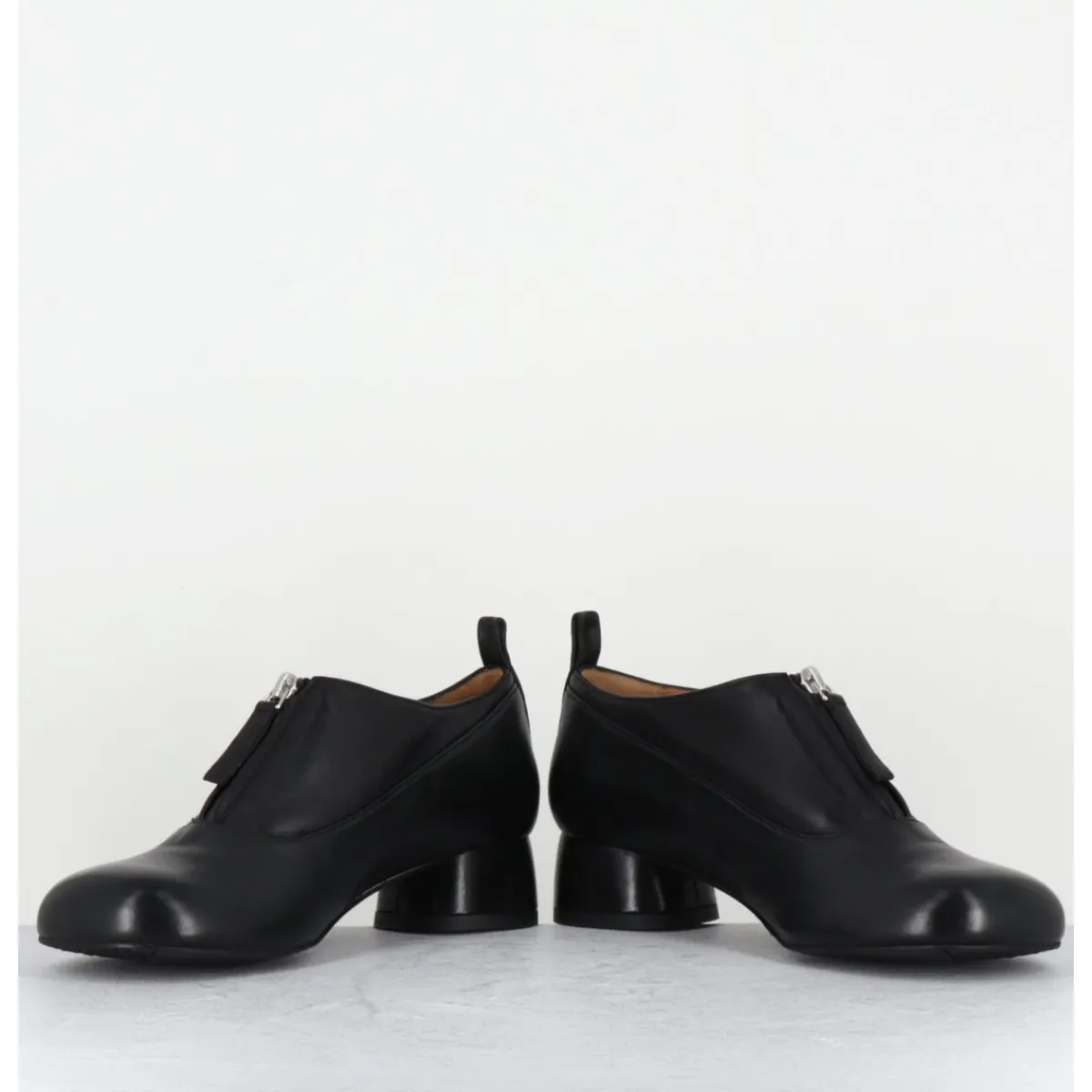 Mocassins | Chaussures^AUDLEY Chaussures petit talon et zip central en cuir - IROY NAPPA BLACK NOIR