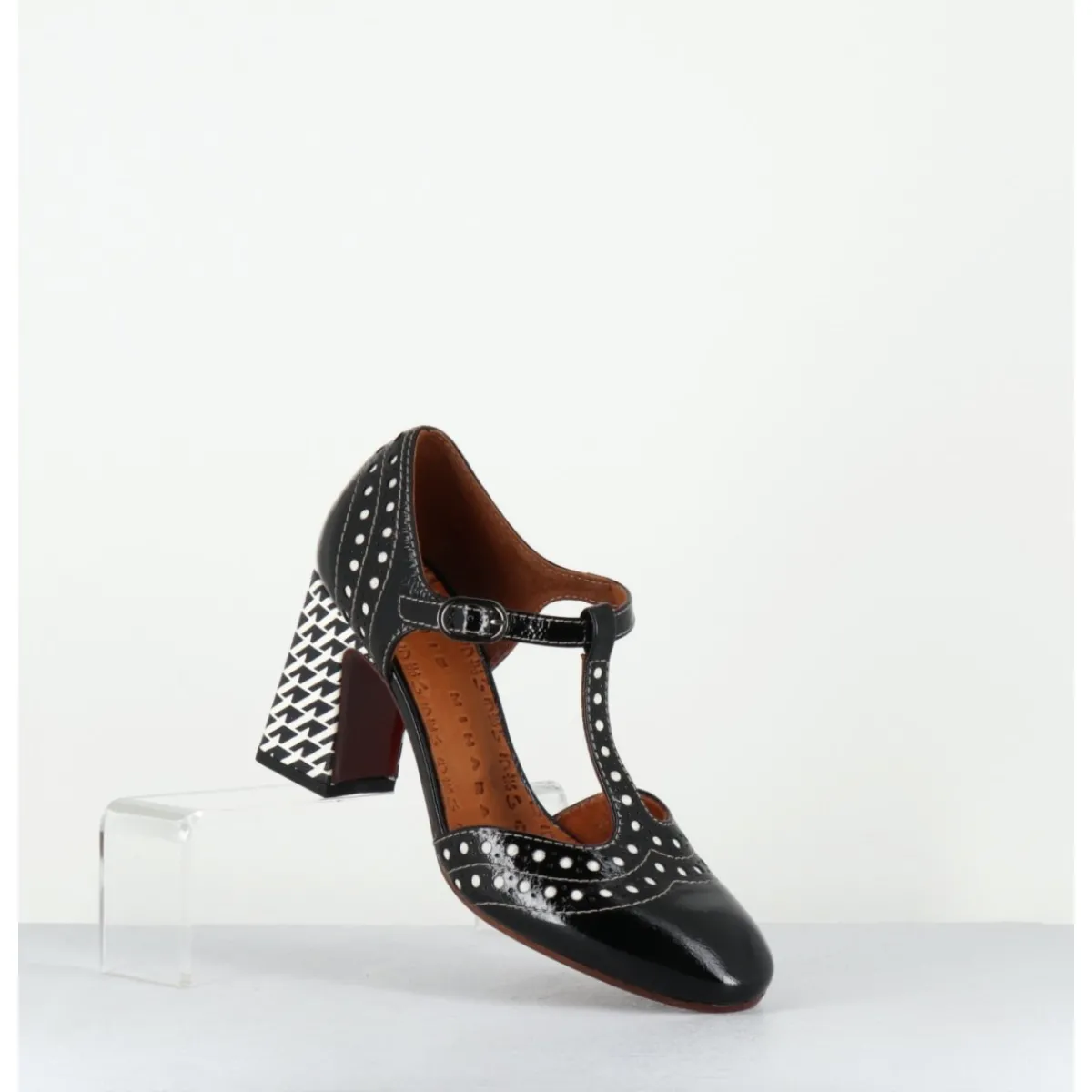 Chaussures^CHIE MIHARA Chaussures salomé à talon en cuir & blanc - MANTE SUCRE NEGRO NOIR
