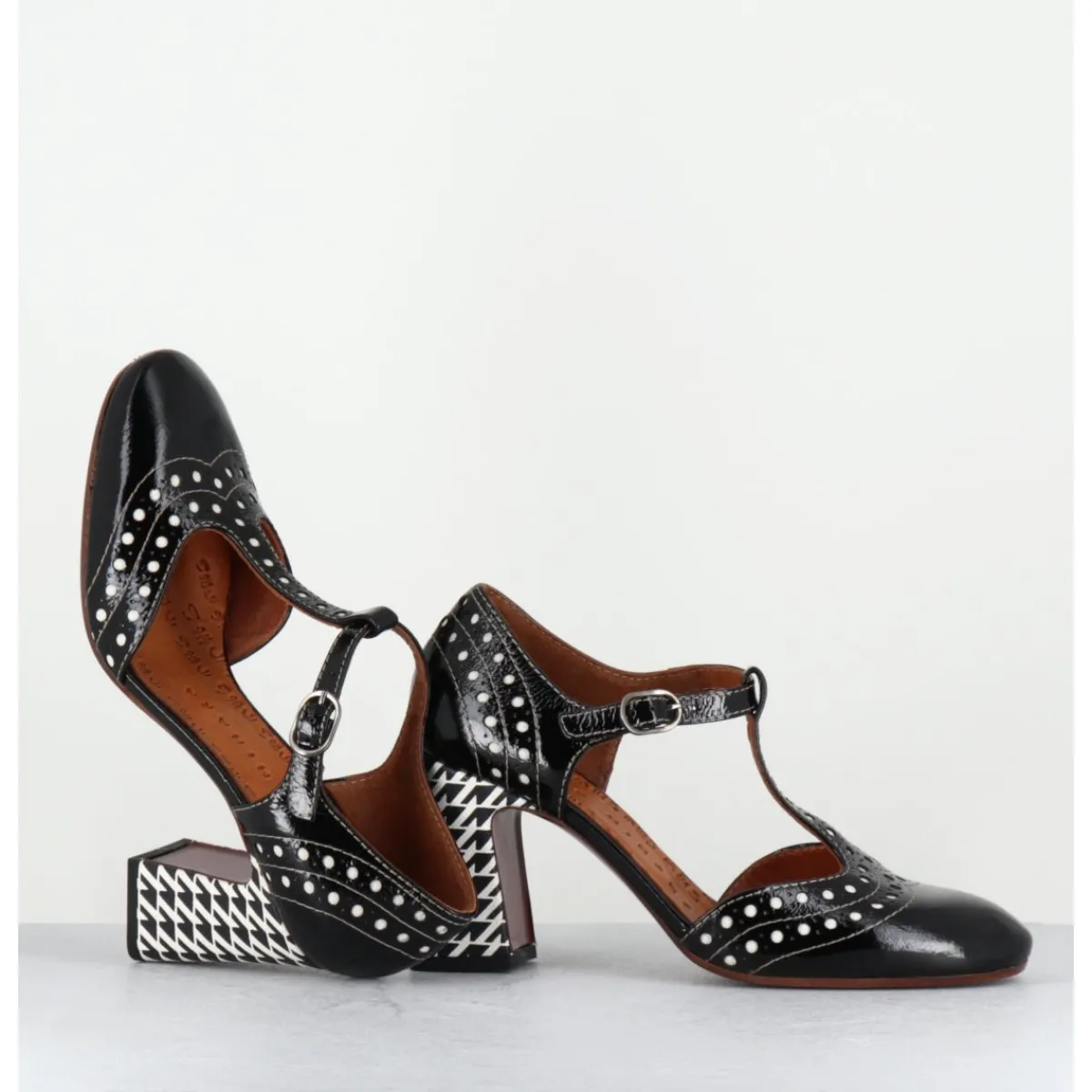 Chaussures^CHIE MIHARA Chaussures salomé à talon en cuir & blanc - MANTE SUCRE NEGRO NOIR
