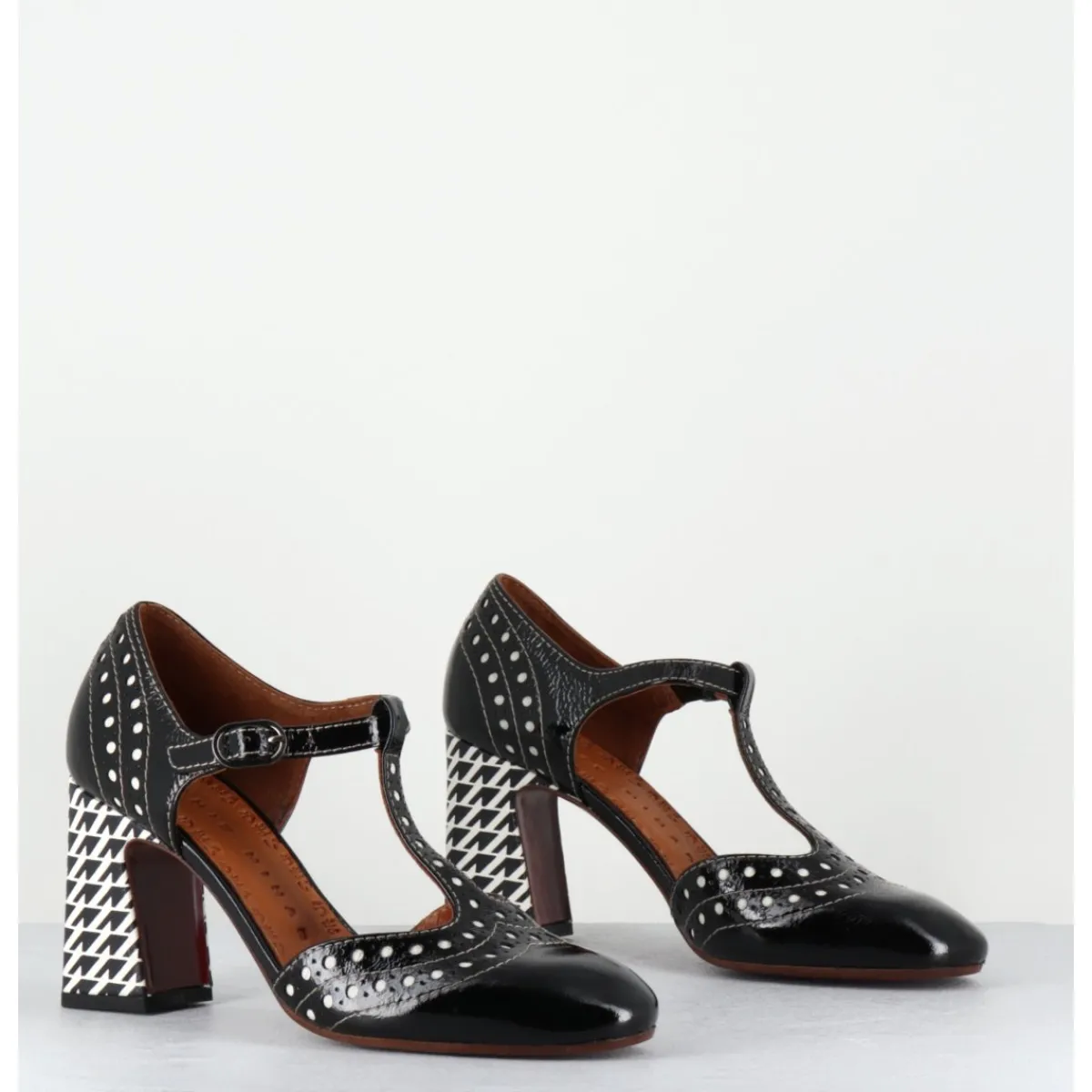 Chaussures^CHIE MIHARA Chaussures salomé à talon en cuir & blanc - MANTE SUCRE NEGRO NOIR