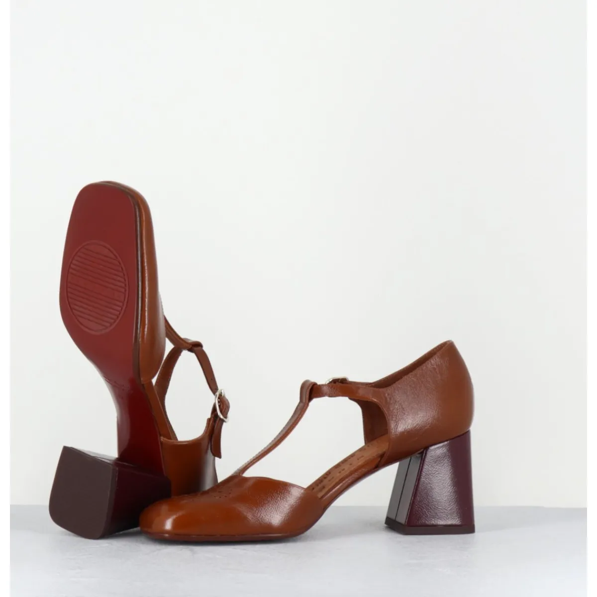 Chaussures^CHIE MIHARA Chaussures salomé en cuir & bordeaux - SYKA DUNPACK CUERO CAMEL
