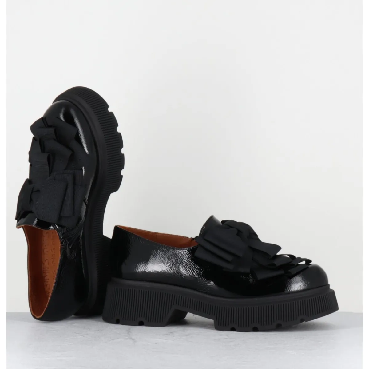 Mocassins | Chaussures^CHIE MIHARA Chaussures semelle épaisse en cuir à noeuds - QAYRO SUCRE NEGRO NOIR