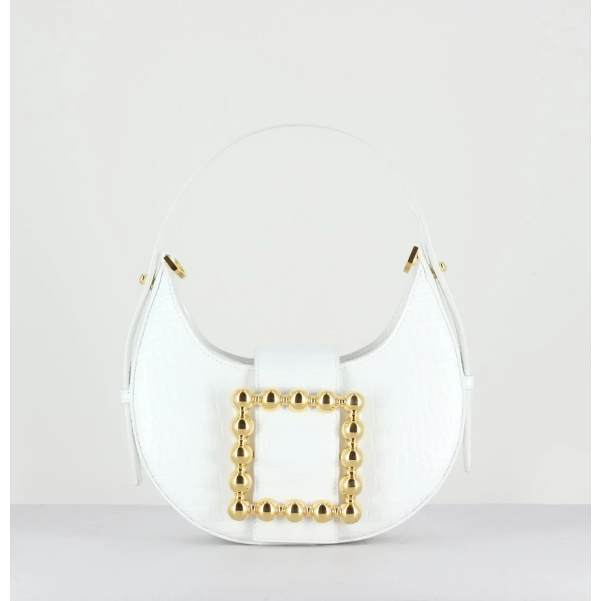 Les Sacs^LES PETITS JOUEURS Cindy Golden Buckle - Croco BLANC