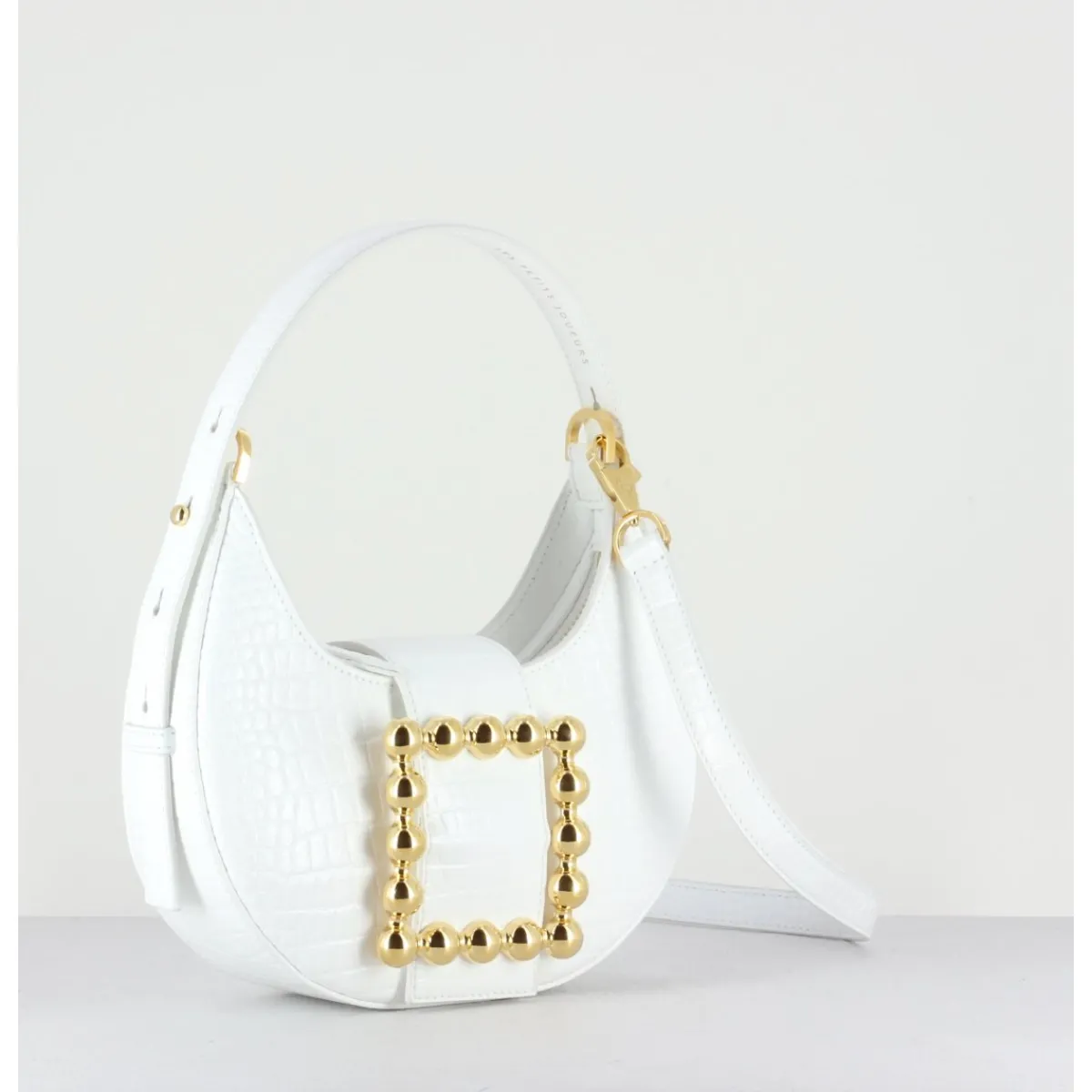 Les Sacs^LES PETITS JOUEURS Cindy Golden Buckle - Croco BLANC