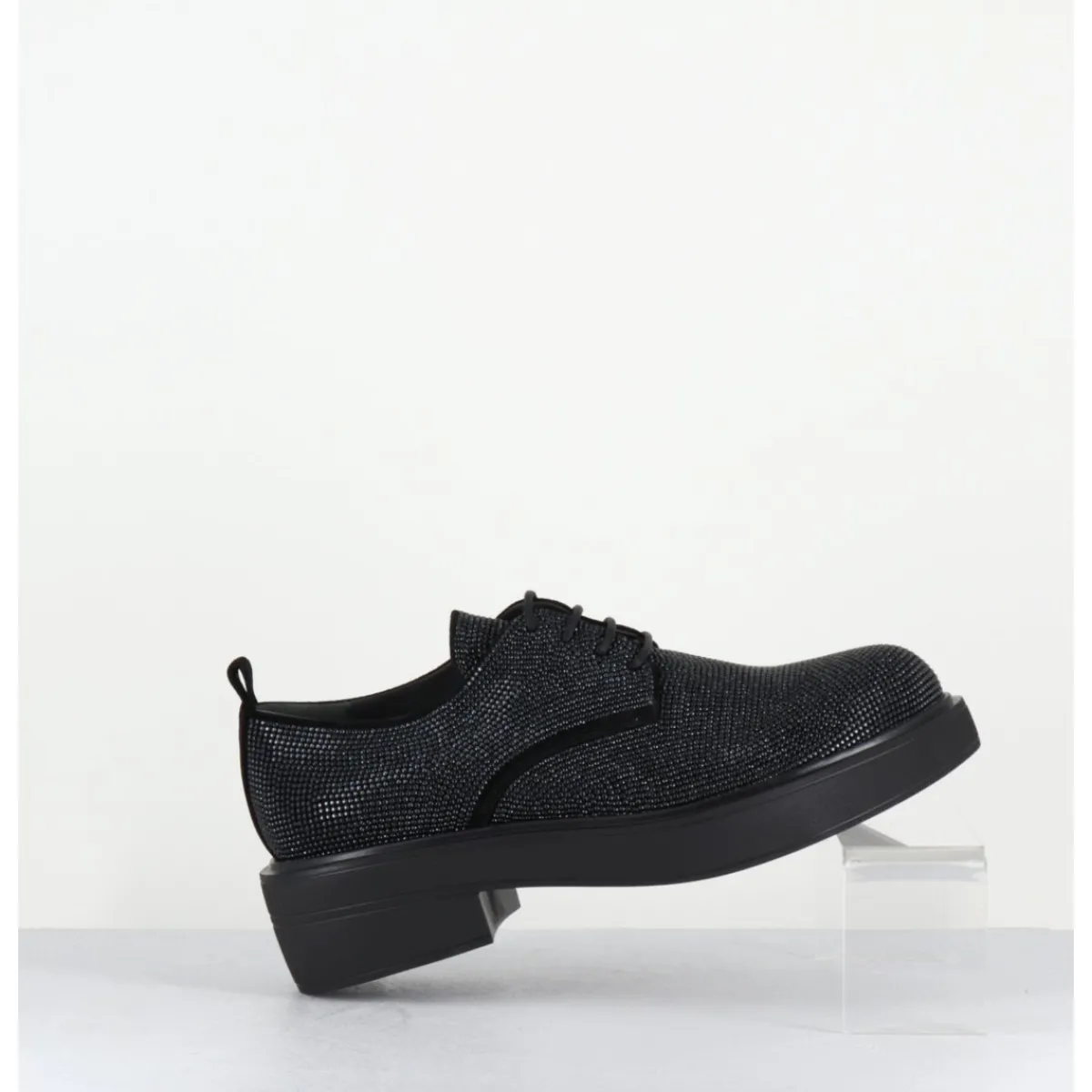 Chaussures^GARRICE LAB Derbies à lacets en cuir & clous argent - VETTA VELOUR NERO NOIR