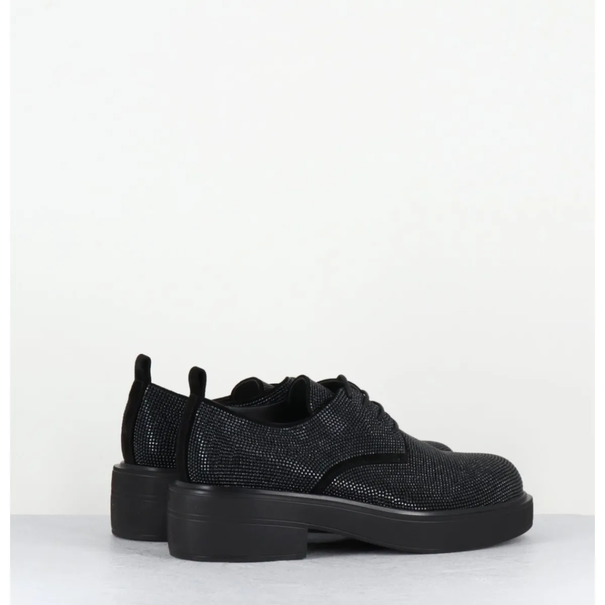 Chaussures^GARRICE LAB Derbies à lacets en cuir & clous argent - VETTA VELOUR NERO NOIR
