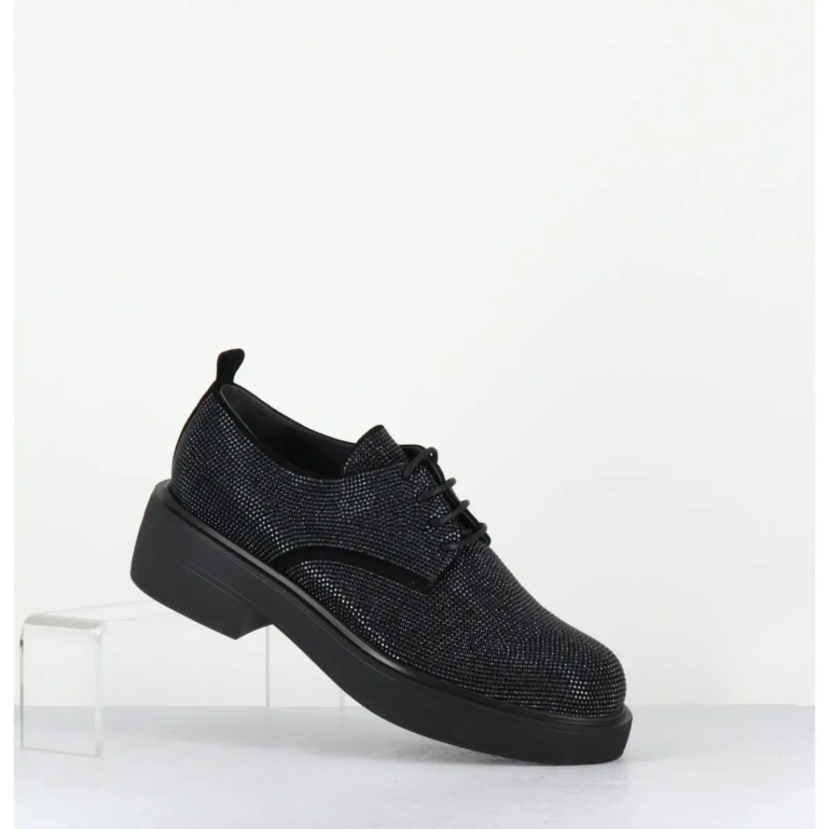 Chaussures^GARRICE LAB Derbies à lacets en cuir & clous argent - VETTA VELOUR NERO NOIR