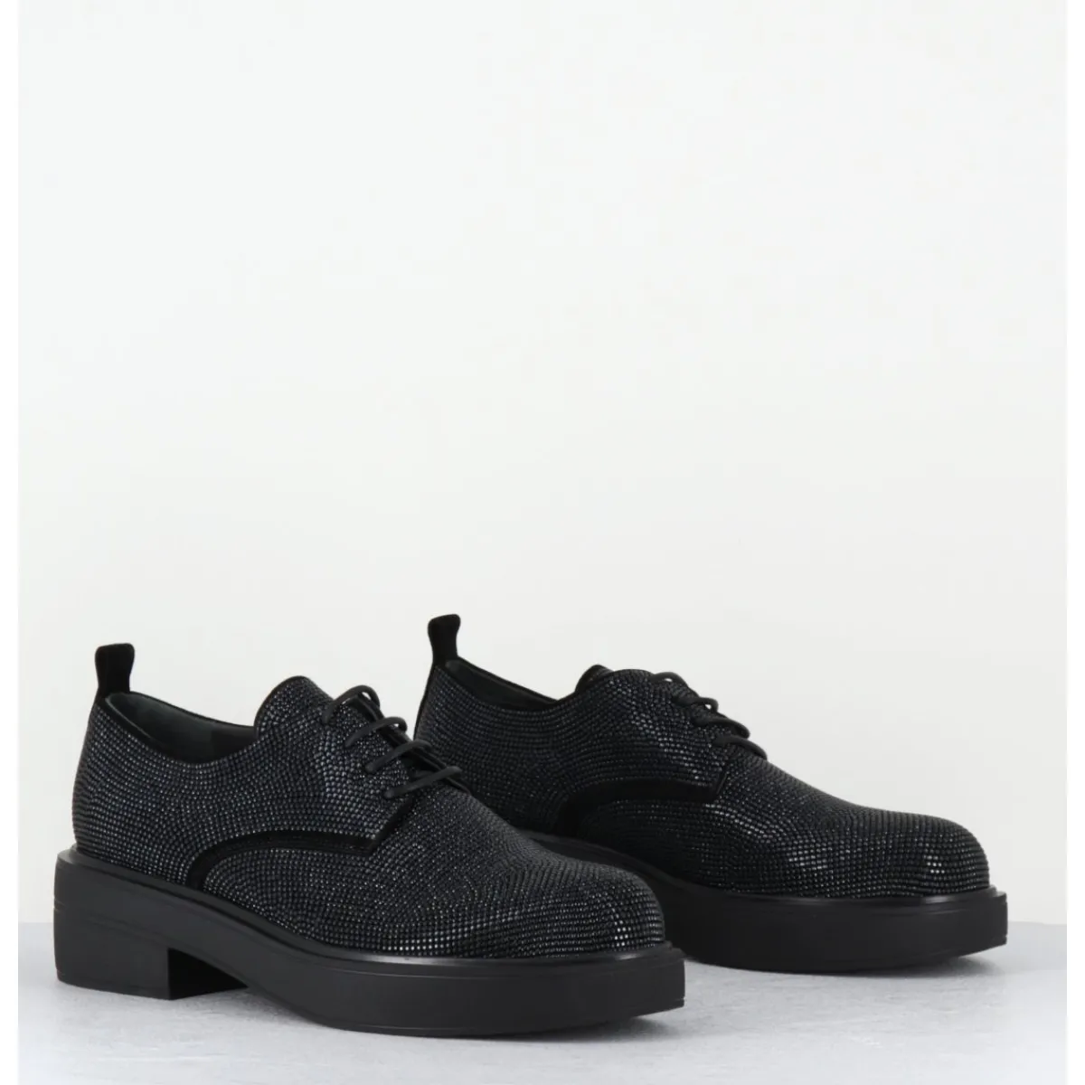 Chaussures^GARRICE LAB Derbies à lacets en cuir & clous argent - VETTA VELOUR NERO NOIR