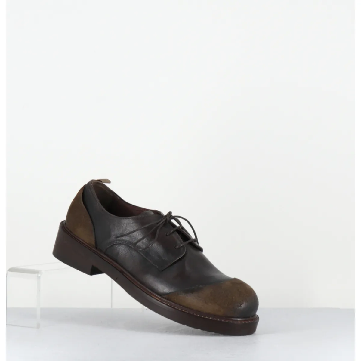 Chaussures^GARRICE LAB Derbies à lacets en cuir brossé & bout rapporté - GAMAN DAVIS MUD MARRON