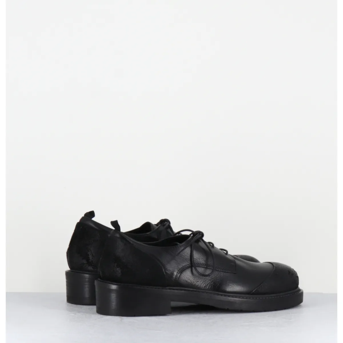 Chaussures^GARRICE LAB Derbies à lacets en cuir bout rapporté - GAMAN DAVIS NERO NOIR