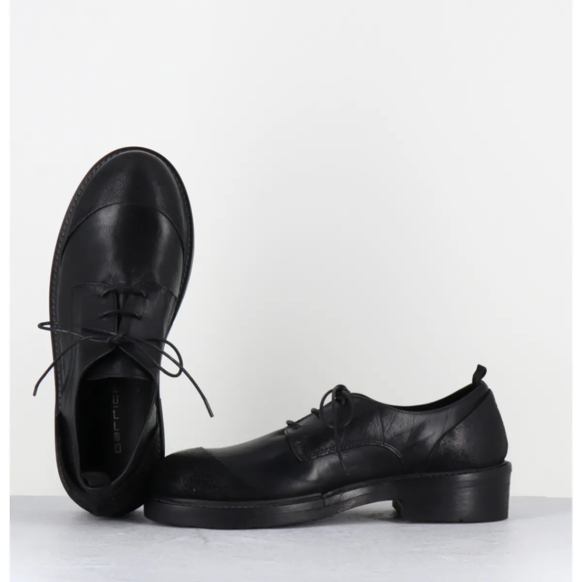 Chaussures^GARRICE LAB Derbies à lacets en cuir bout rapporté - GAMAN DAVIS NERO NOIR