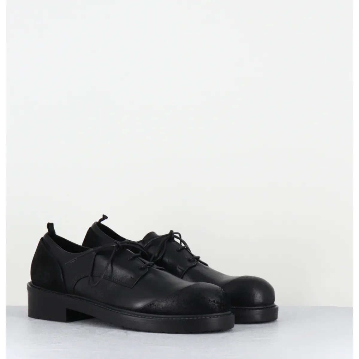 Chaussures^GARRICE LAB Derbies à lacets en cuir bout rapporté - GAMAN DAVIS NERO NOIR