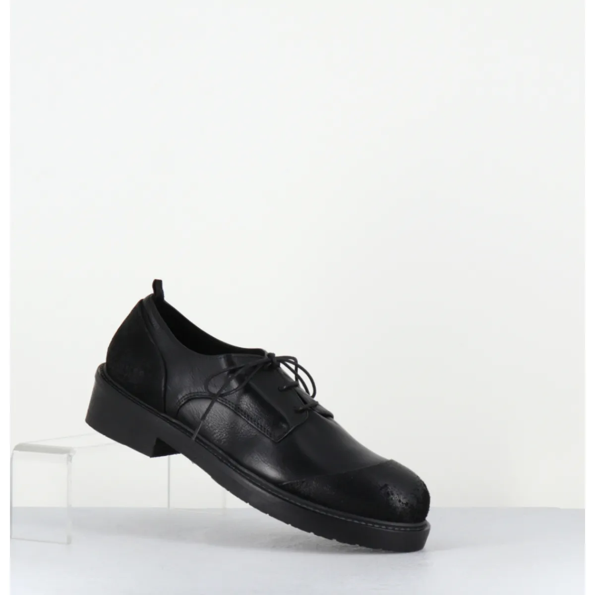 Chaussures^GARRICE LAB Derbies à lacets en cuir bout rapporté - GAMAN DAVIS NERO NOIR