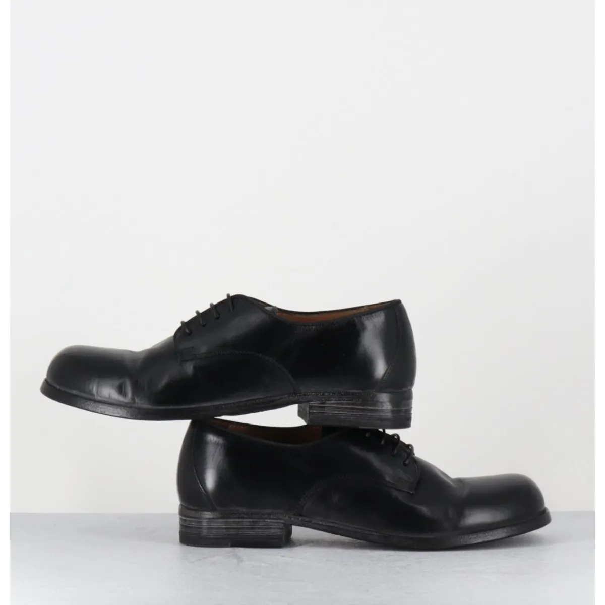 Chaussures^MOMA Derbies à lacets en cuir ligne japonisante - 45401A CRIS NERO NOIR