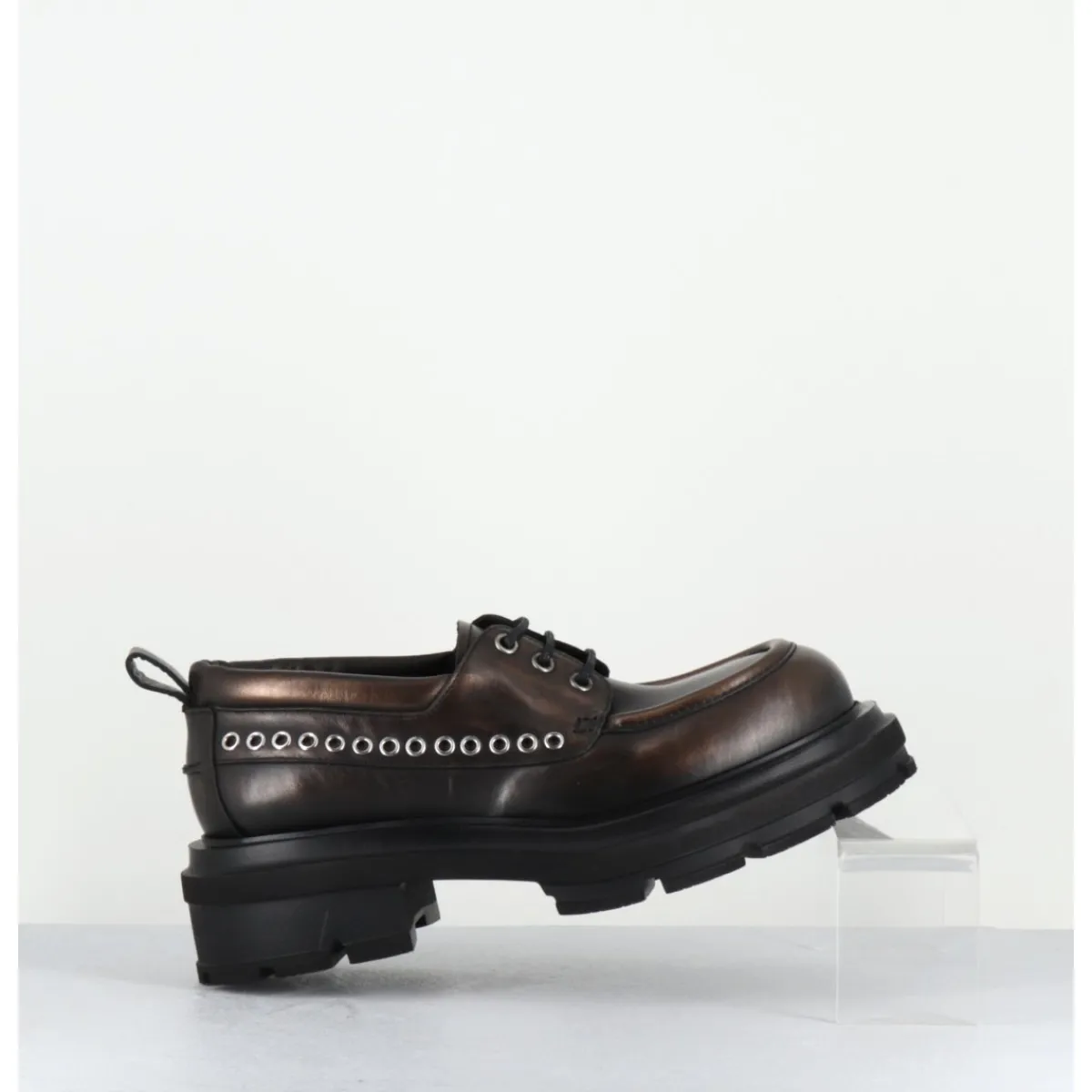 Chaussures^ELENA IACHI Derbies à lacets en cuir vieilli marron métallisé - E4013 RESORT BRONZO BRONZE