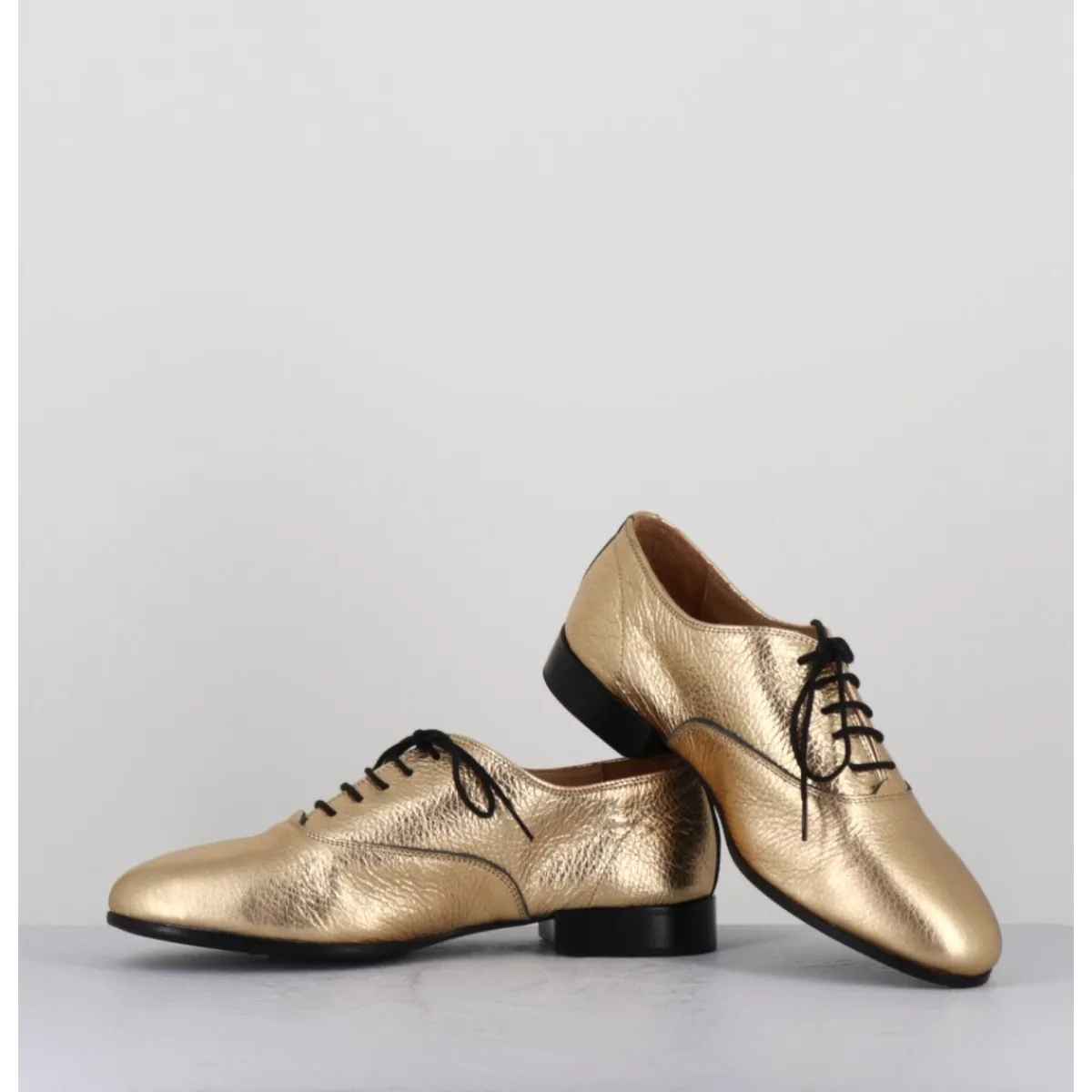 Chaussures^TO&CO Derbies minimalistes en cuir doré - STJA COW PLATINO DORE