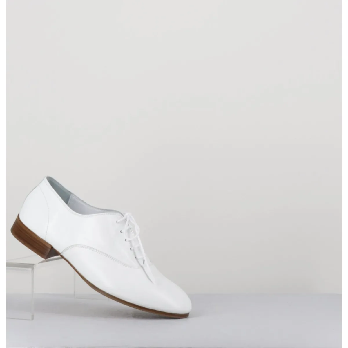 Chaussures^TO&CO Derbies minimalistes en cuir souple - STJA COW WHITE BLANC