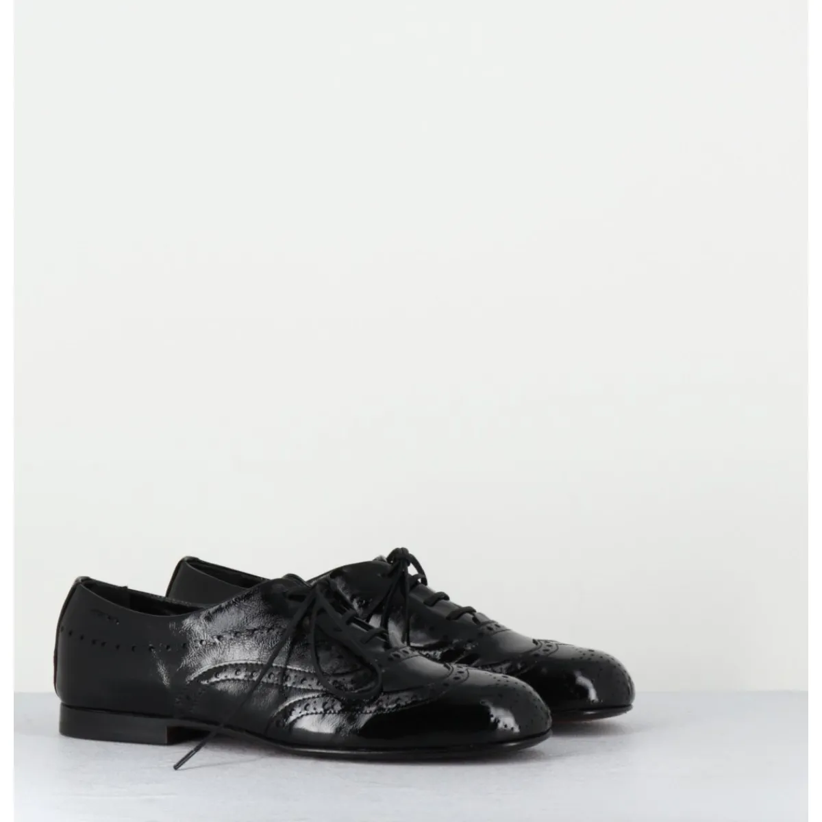 Chaussures^HOTTO Derbies plats en cuir vernis souple - 60364 NAPPALAK NERO NOIR