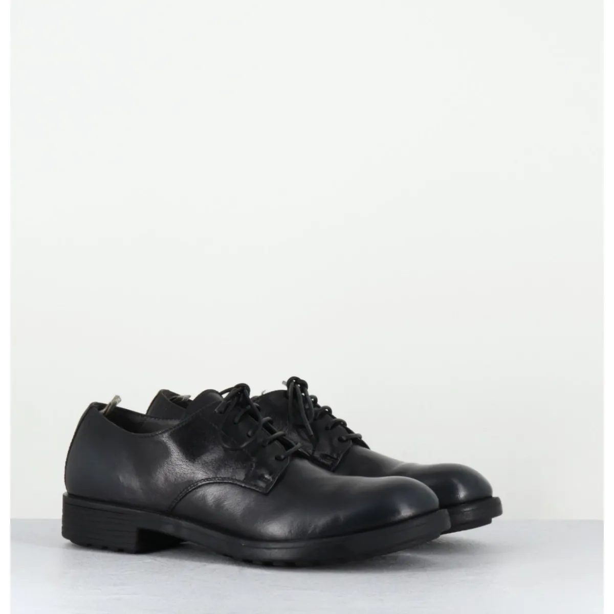 Chaussures^OFFICINE CREATIVE Derbies souples à lacets en cuir brossé noir & bleu - SERGEANT101 SUPERNERO