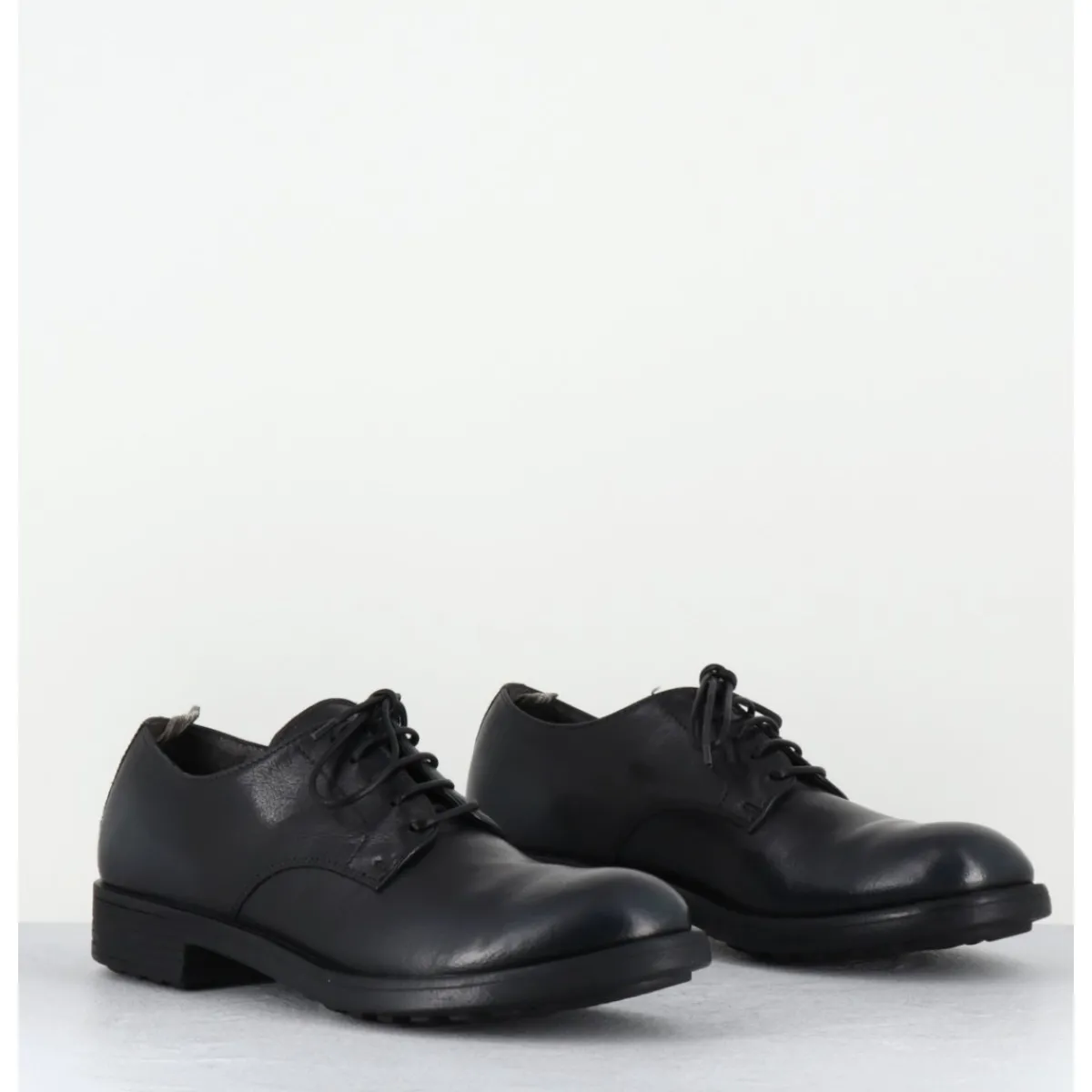 Chaussures^OFFICINE CREATIVE Derbies souples à lacets en cuir brossé noir & bleu - SERGEANT101 SUPERNERO