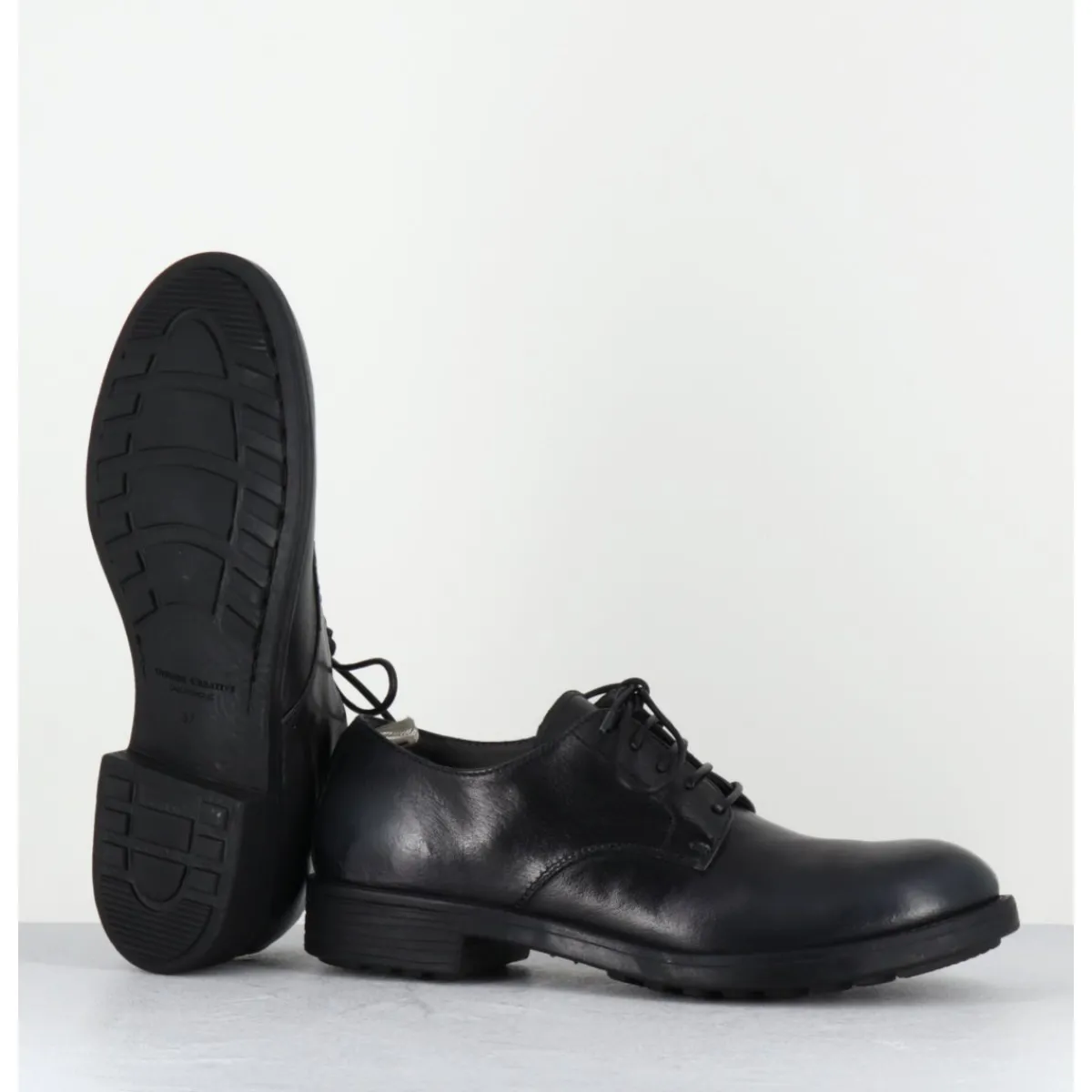 Chaussures^OFFICINE CREATIVE Derbies souples à lacets en cuir brossé noir & bleu - SERGEANT101 SUPERNERO