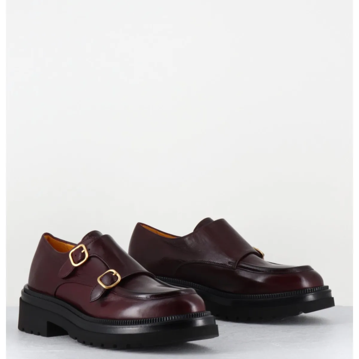 Mocassins | Chaussures^MARA BINI Derby à double boucle en cuir souple x - T219 SETA VINACCIA BORDEAU