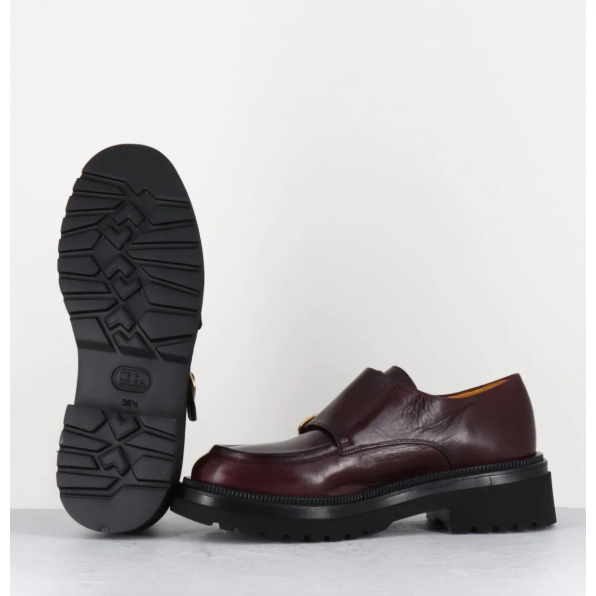 Mocassins | Chaussures^MARA BINI Derby à double boucle en cuir souple x - T219 SETA VINACCIA BORDEAU