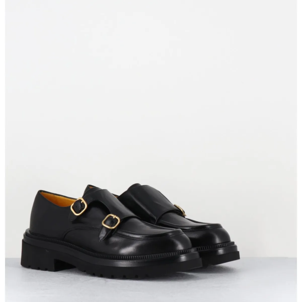 Mocassins^MARA BINI Derby à double boucle en cuir souple - T219 SETA NERO NOIR