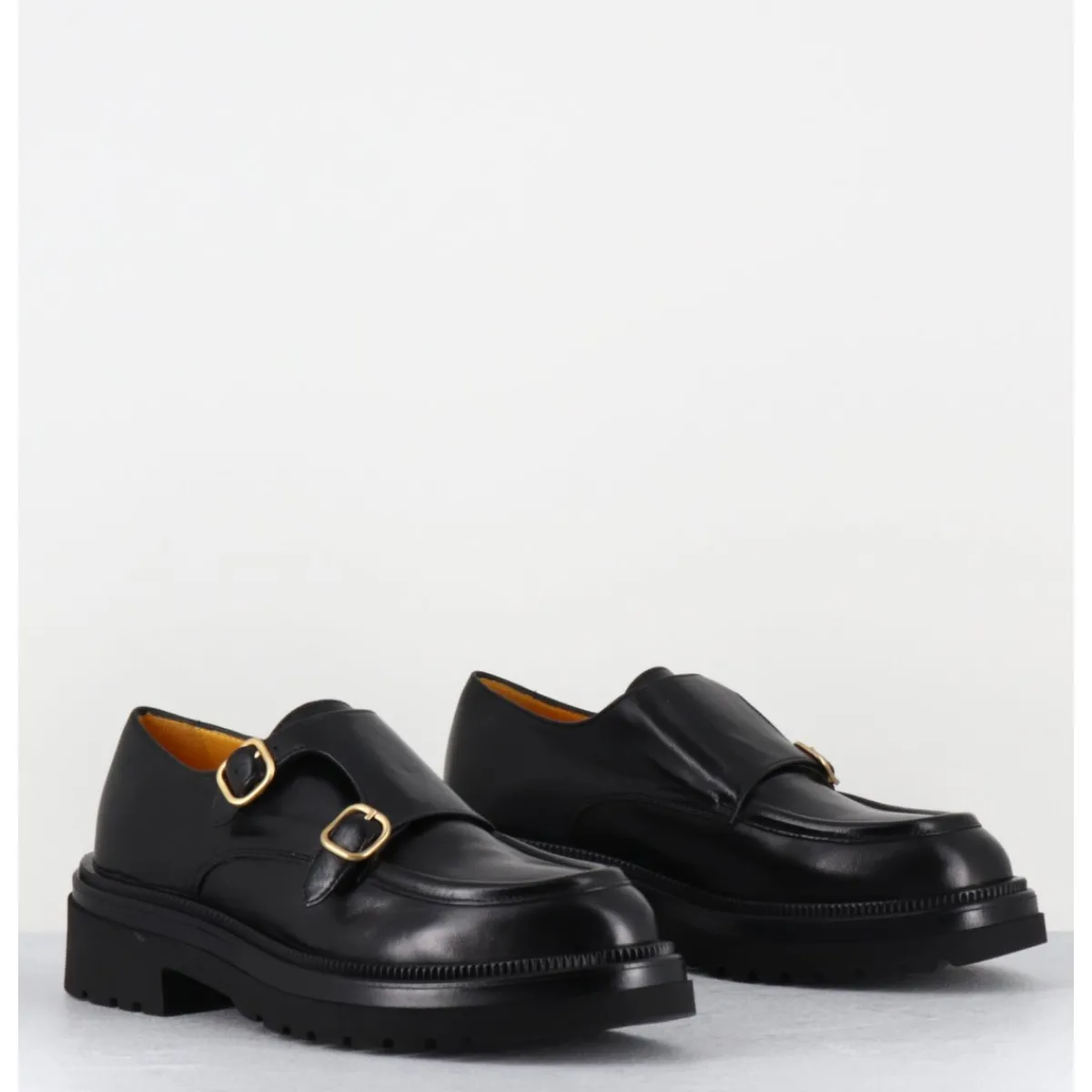Mocassins^MARA BINI Derby à double boucle en cuir souple - T219 SETA NERO NOIR