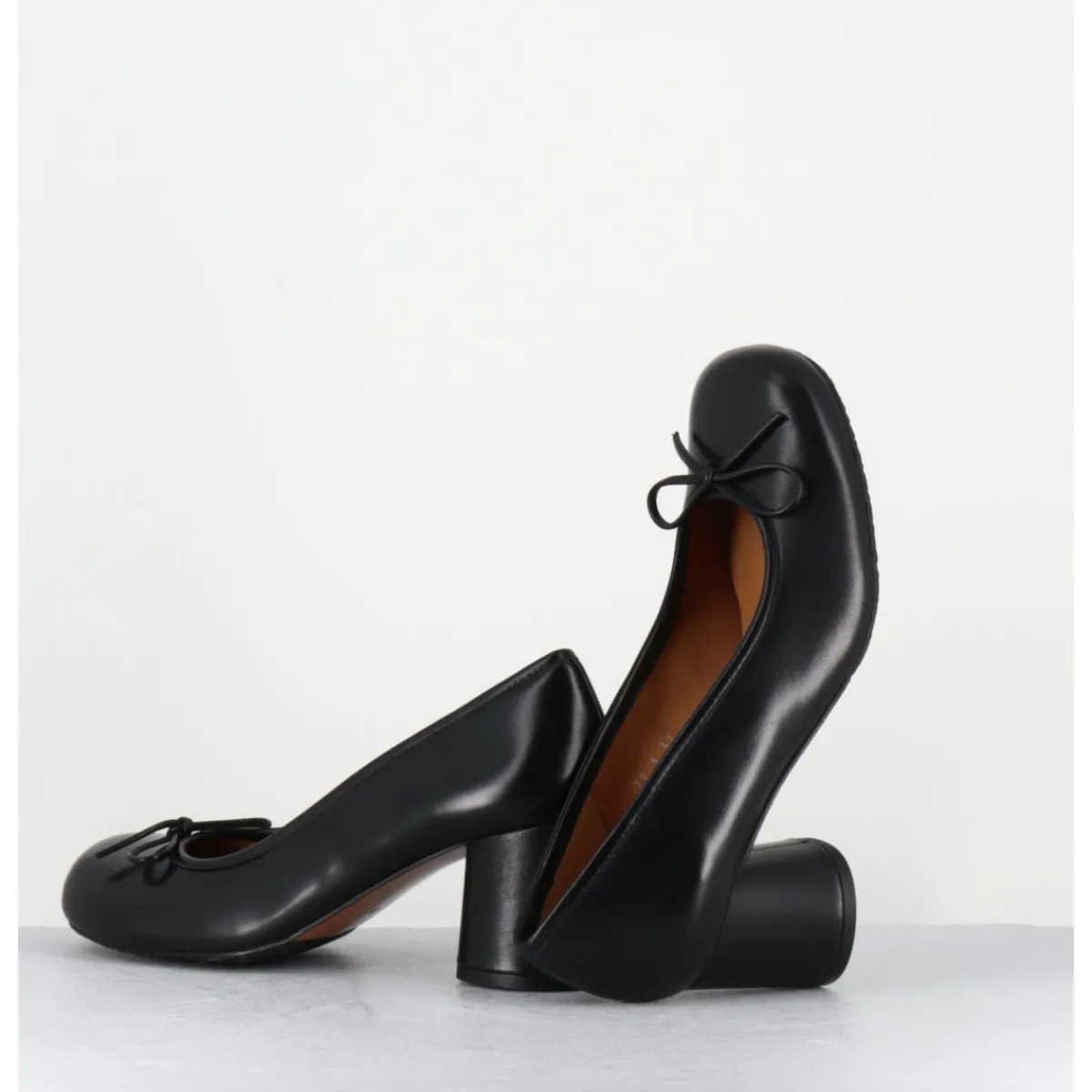 Chaussures^AUDLEY Escarpins à talon cuir & petit noeud - RINA NAPPA BLACK NOIR