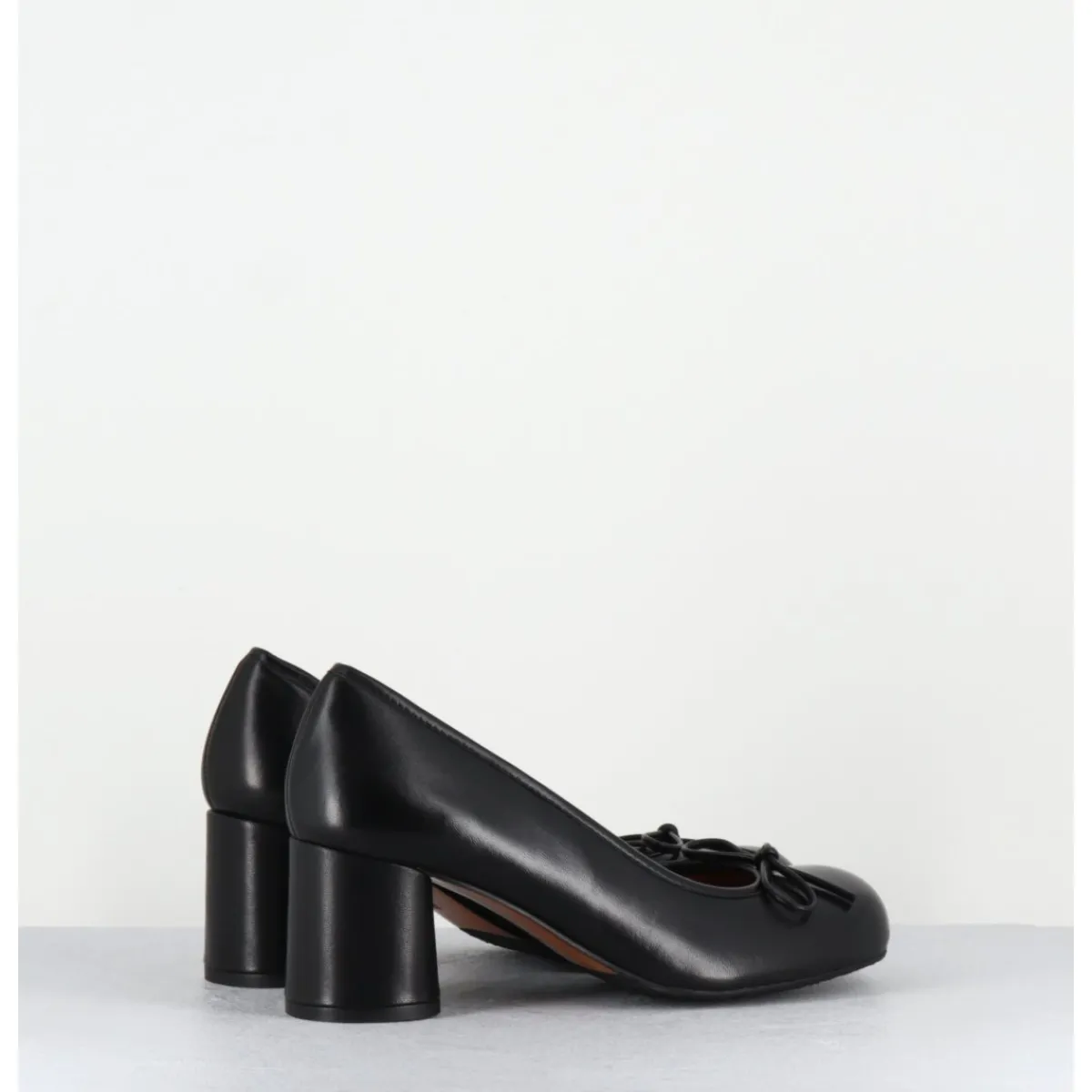 Chaussures^AUDLEY Escarpins à talon cuir & petit noeud - RINA NAPPA BLACK NOIR
