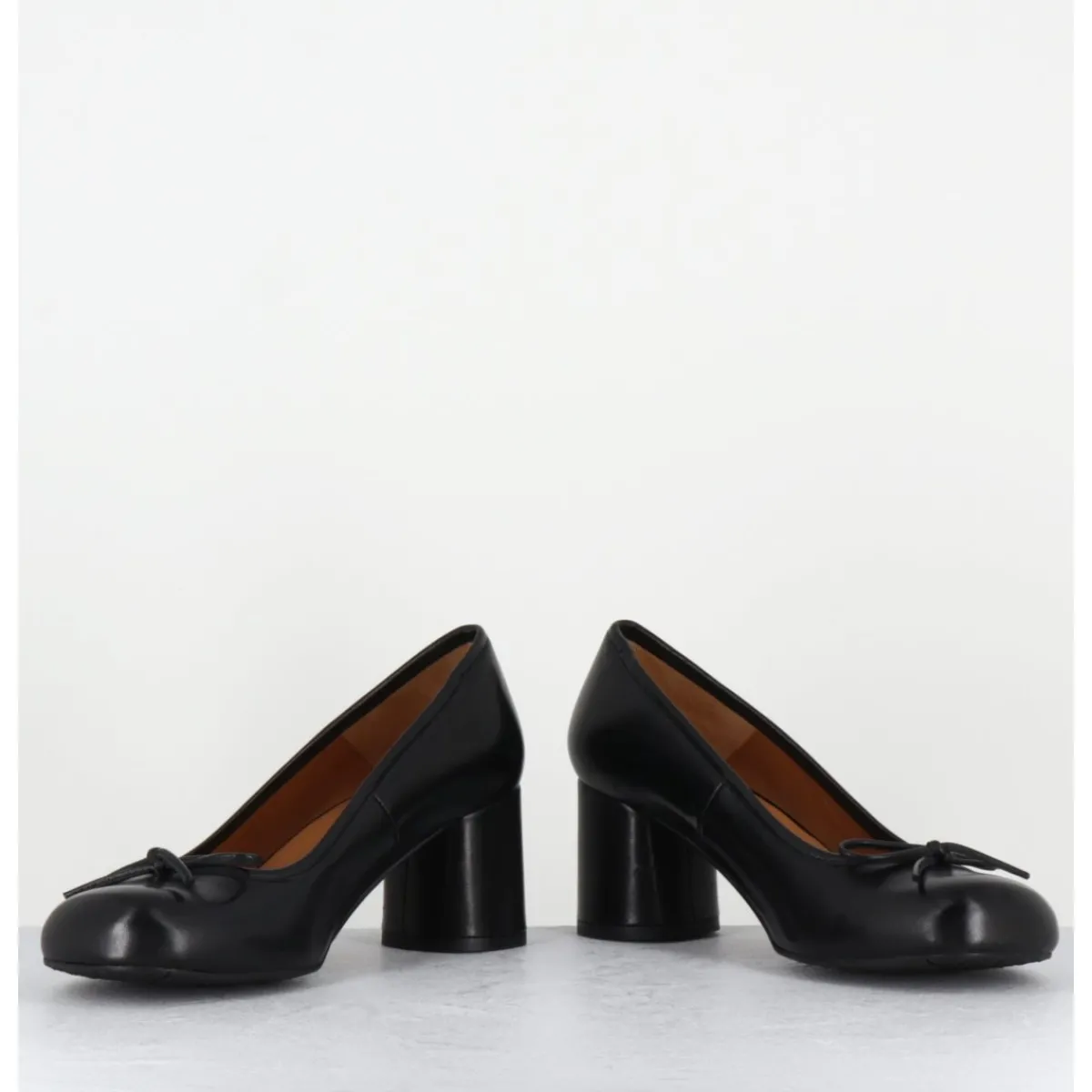 Chaussures^AUDLEY Escarpins à talon cuir & petit noeud - RINA NAPPA BLACK NOIR