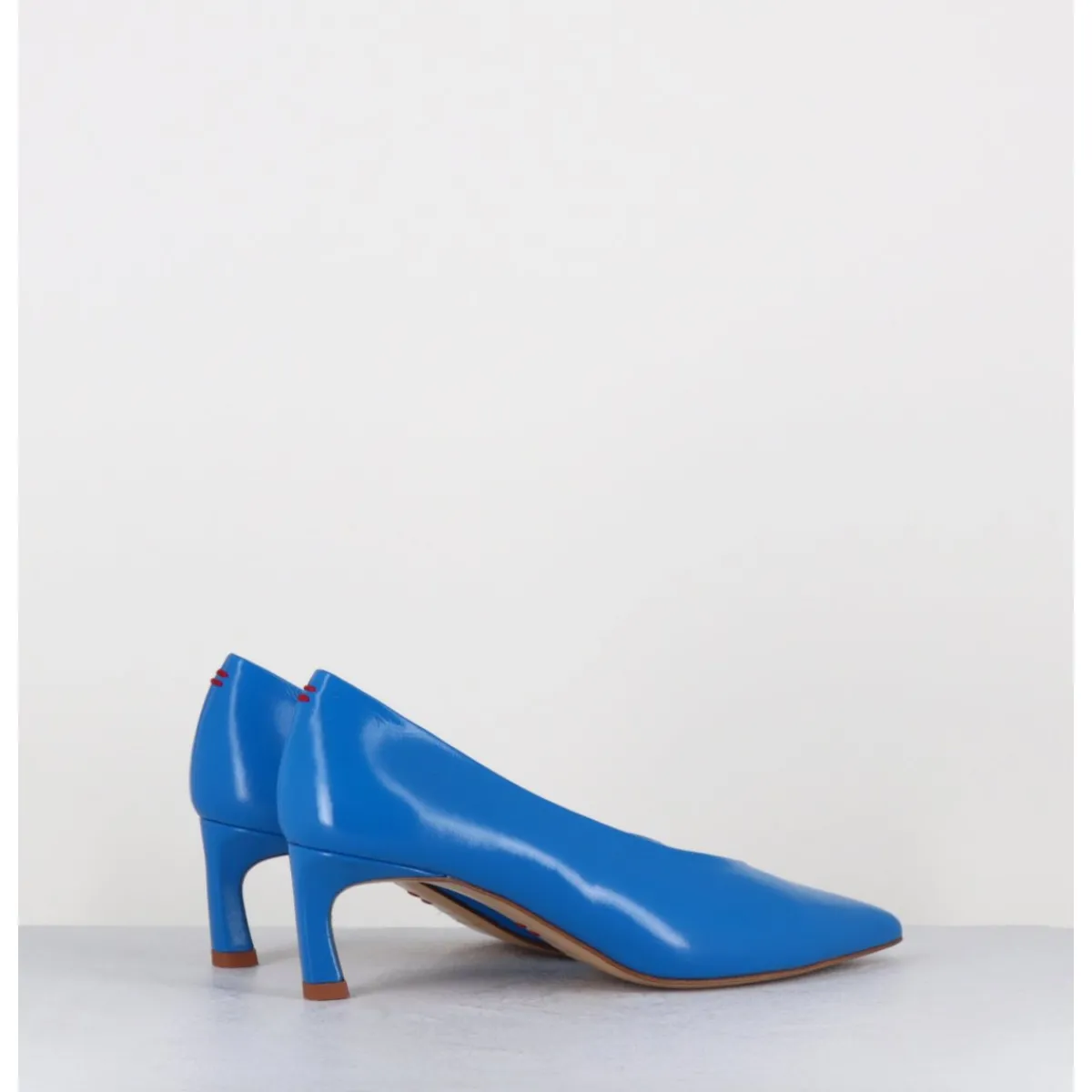 Chaussures^HALMANERA Escarpins bout pointu en cuir petit talon - VALE10 GLAZE ATOLLO BLEU