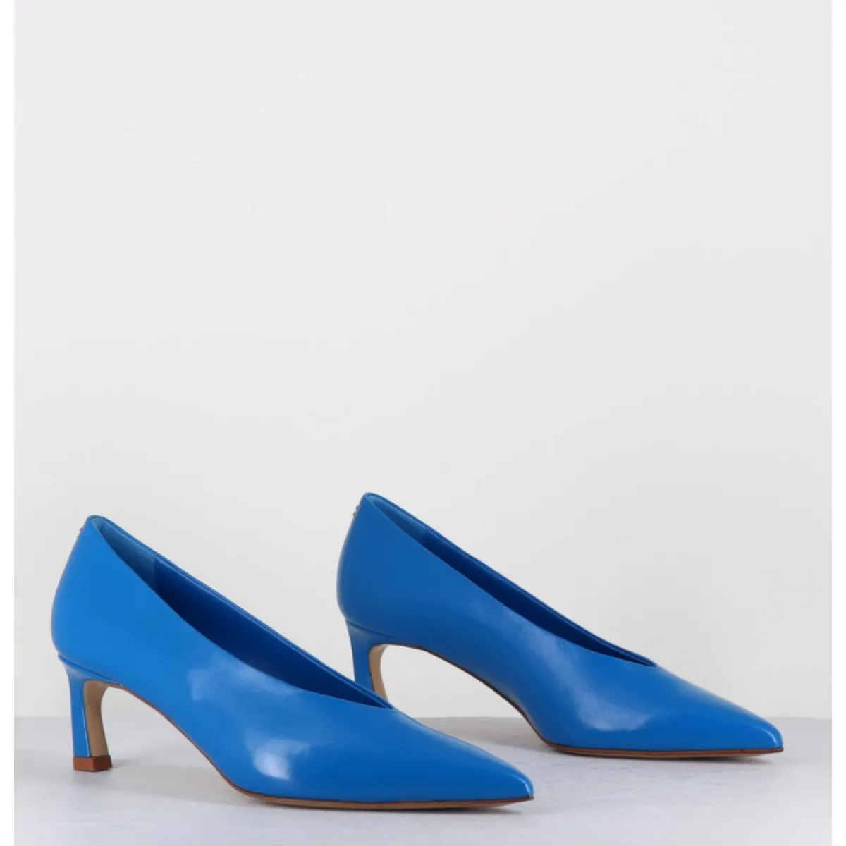 Chaussures^HALMANERA Escarpins bout pointu en cuir petit talon - VALE10 GLAZE ATOLLO BLEU