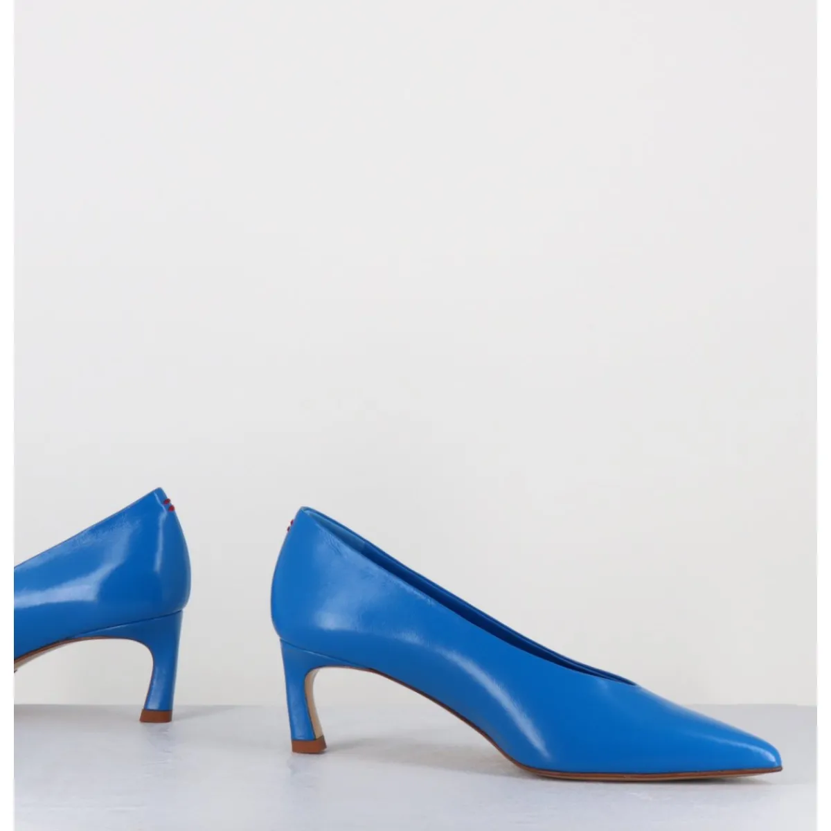 Chaussures^HALMANERA Escarpins bout pointu en cuir petit talon - VALE10 GLAZE ATOLLO BLEU
