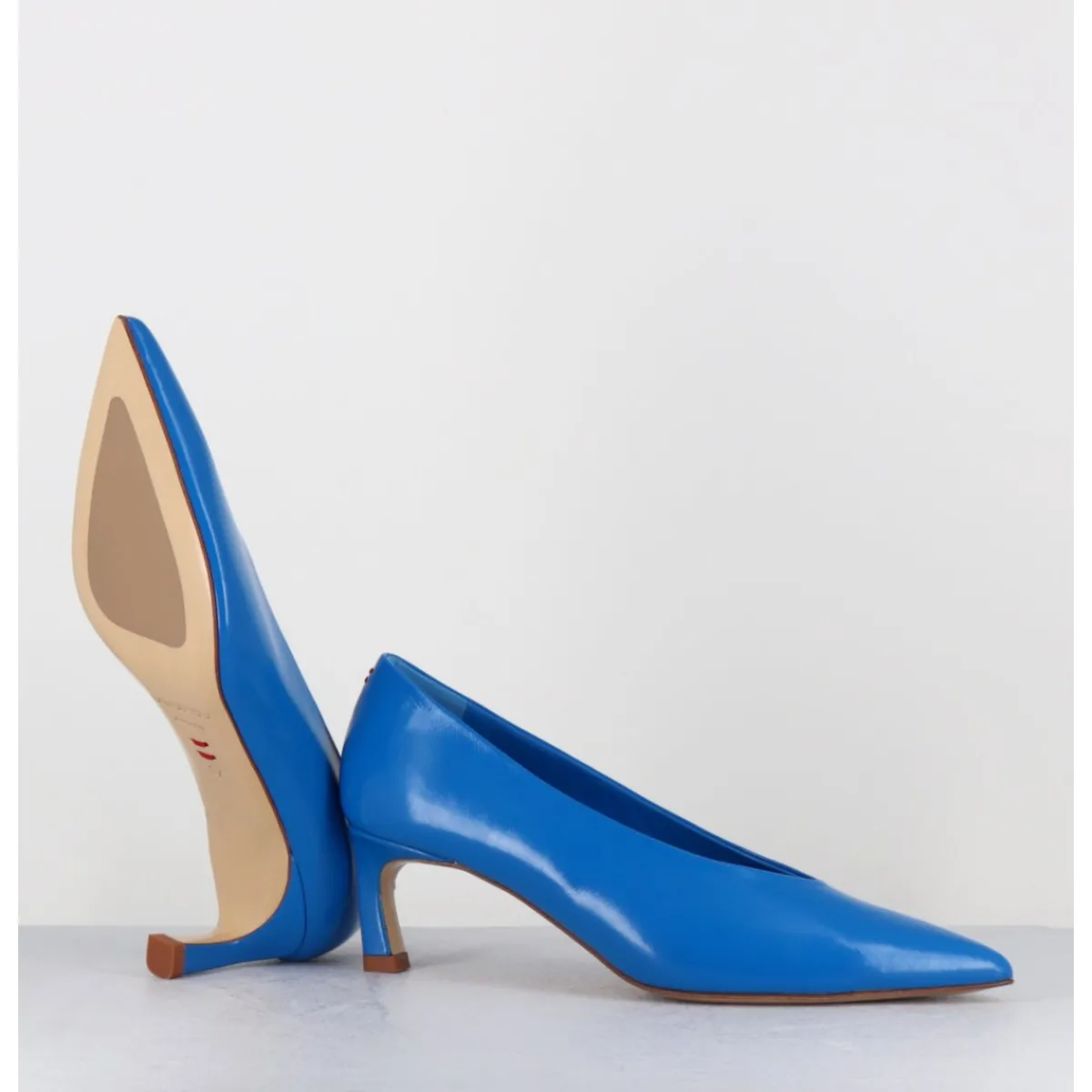 Chaussures^HALMANERA Escarpins bout pointu en cuir petit talon - VALE10 GLAZE ATOLLO BLEU