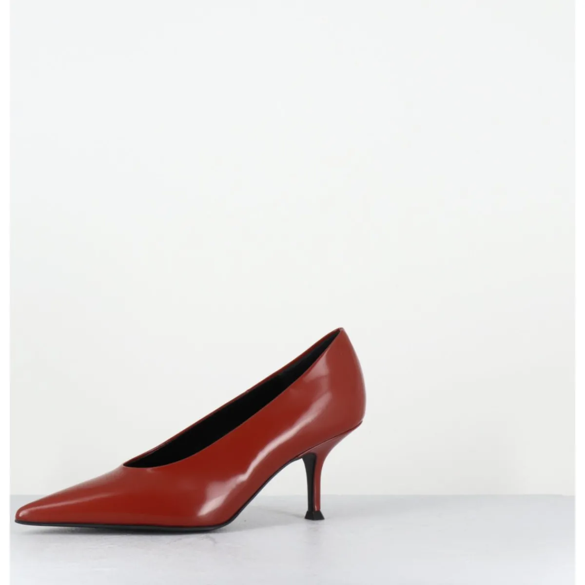 Chaussures^LELLA BALDI Escarpins bout pointu en cuir glacé - LT2434 SPAZZO RUGGINE BRIQUE