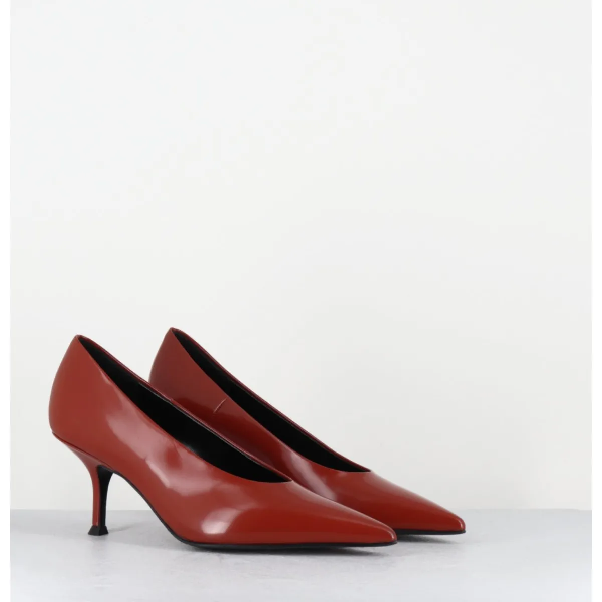 Chaussures^LELLA BALDI Escarpins bout pointu en cuir glacé - LT2434 SPAZZO RUGGINE BRIQUE