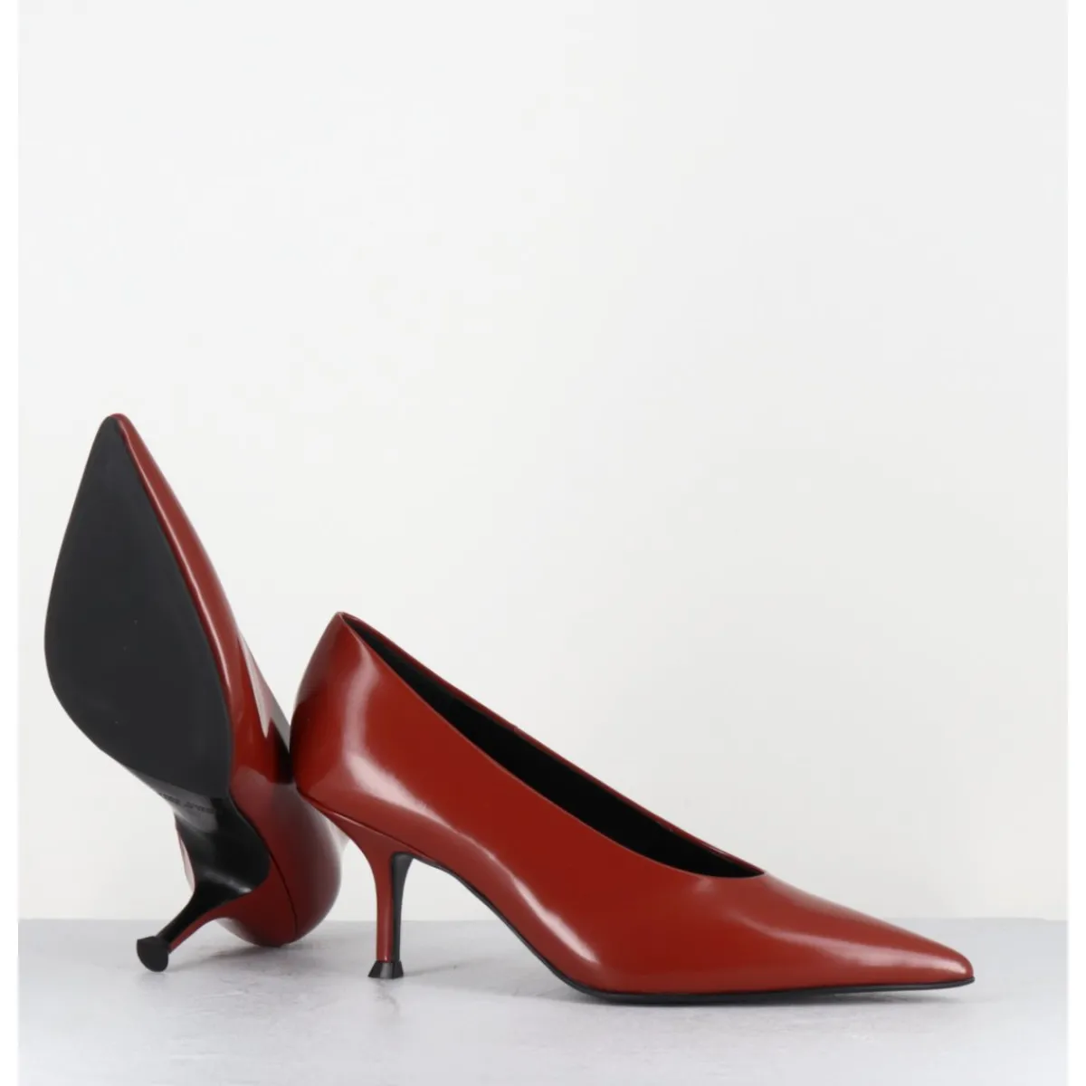 Chaussures^LELLA BALDI Escarpins bout pointu en cuir glacé - LT2434 SPAZZO RUGGINE BRIQUE