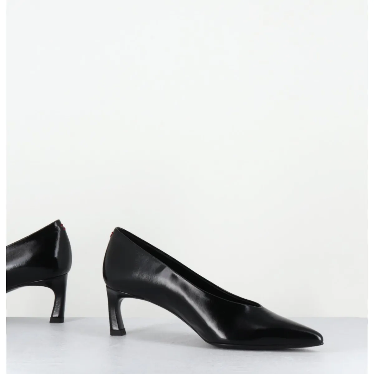 Chaussures^HALMANERA Escarpins bout pointu en cuir petit talon - VALE10 GLAZE NERO NOIR