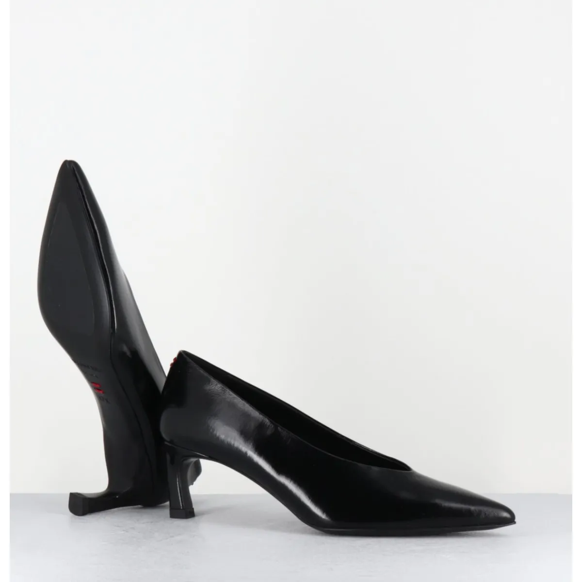 Chaussures^HALMANERA Escarpins bout pointu en cuir petit talon - VALE10 GLAZE NERO NOIR