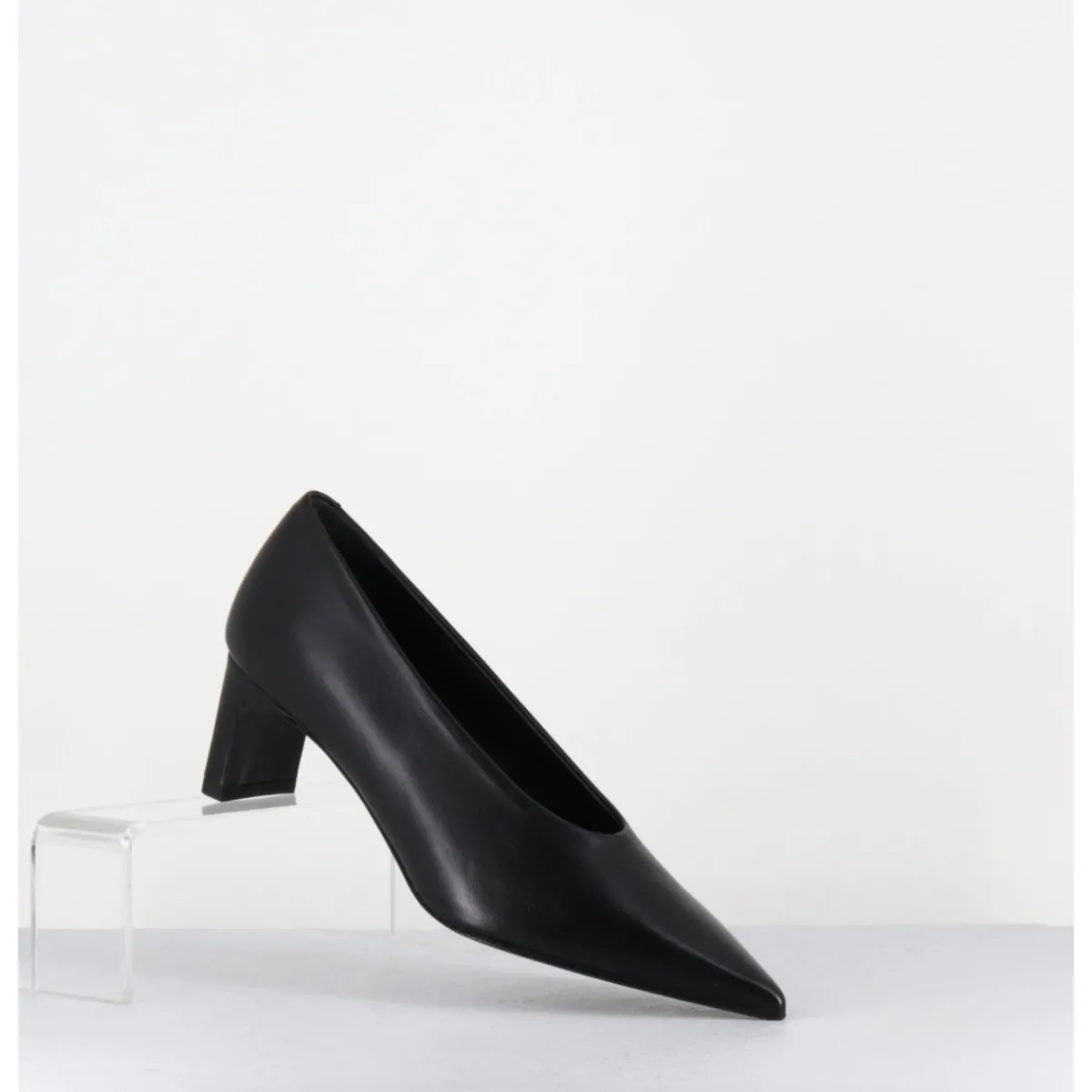 Chaussures^TO&CO Escarpins bout pointu petit talon en cuir - SLIDE24 NAPPA NERO NOIR