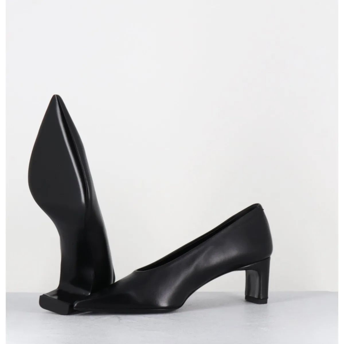 Chaussures^TO&CO Escarpins bout pointu petit talon en cuir - SLIDE24 NAPPA NERO NOIR