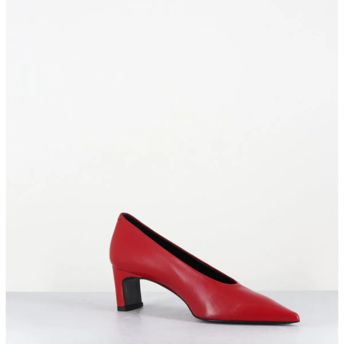 Chaussures^TO&CO Escarpins bout pointu petit talon en cuir - SLIDE24 NAPPA RUBIN ROUGE