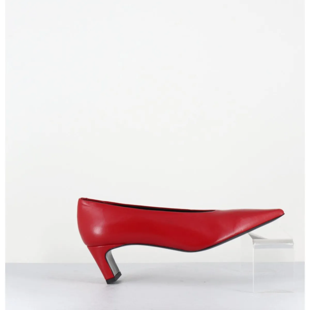 Chaussures^TO&CO Escarpins bout pointu petit talon en cuir - SLIDE24 NAPPA RUBIN ROUGE